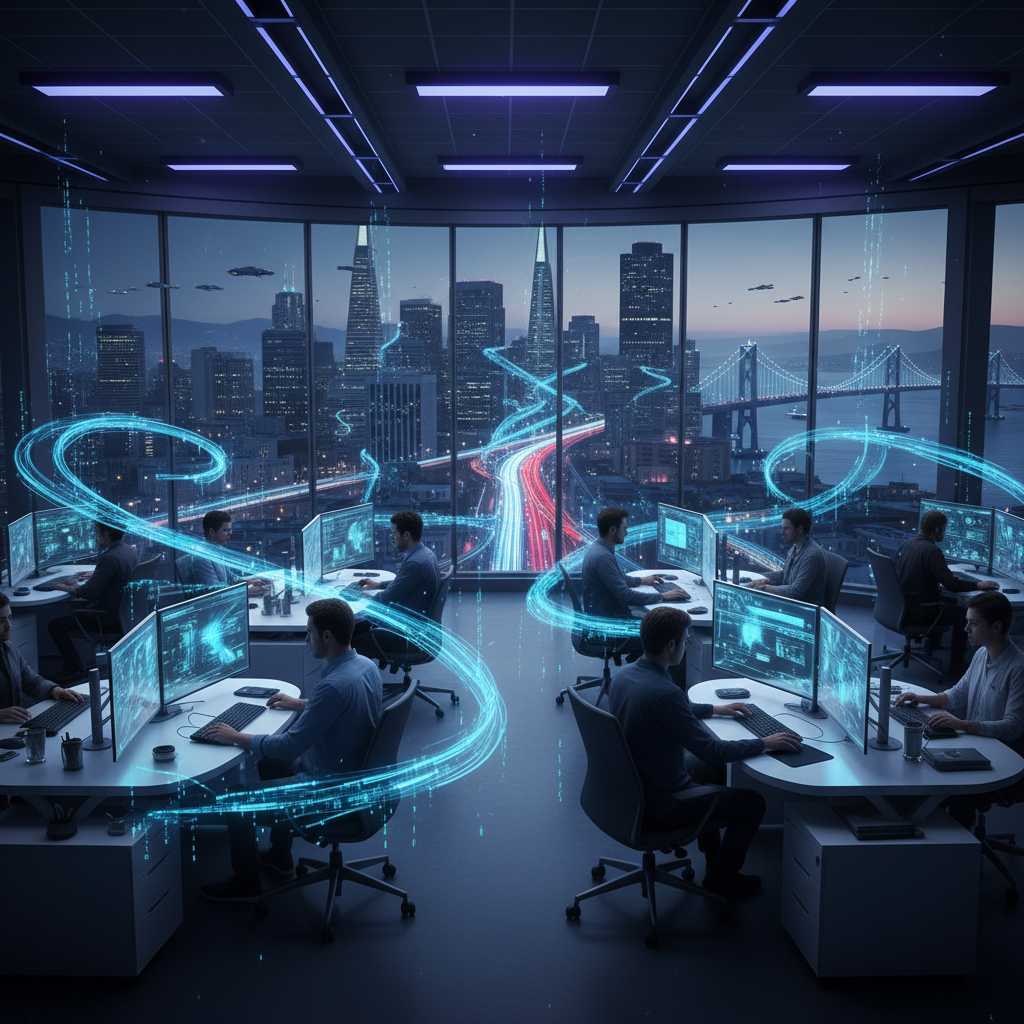 미래 지향적인 실리콘밸리 기술 연구소 전경