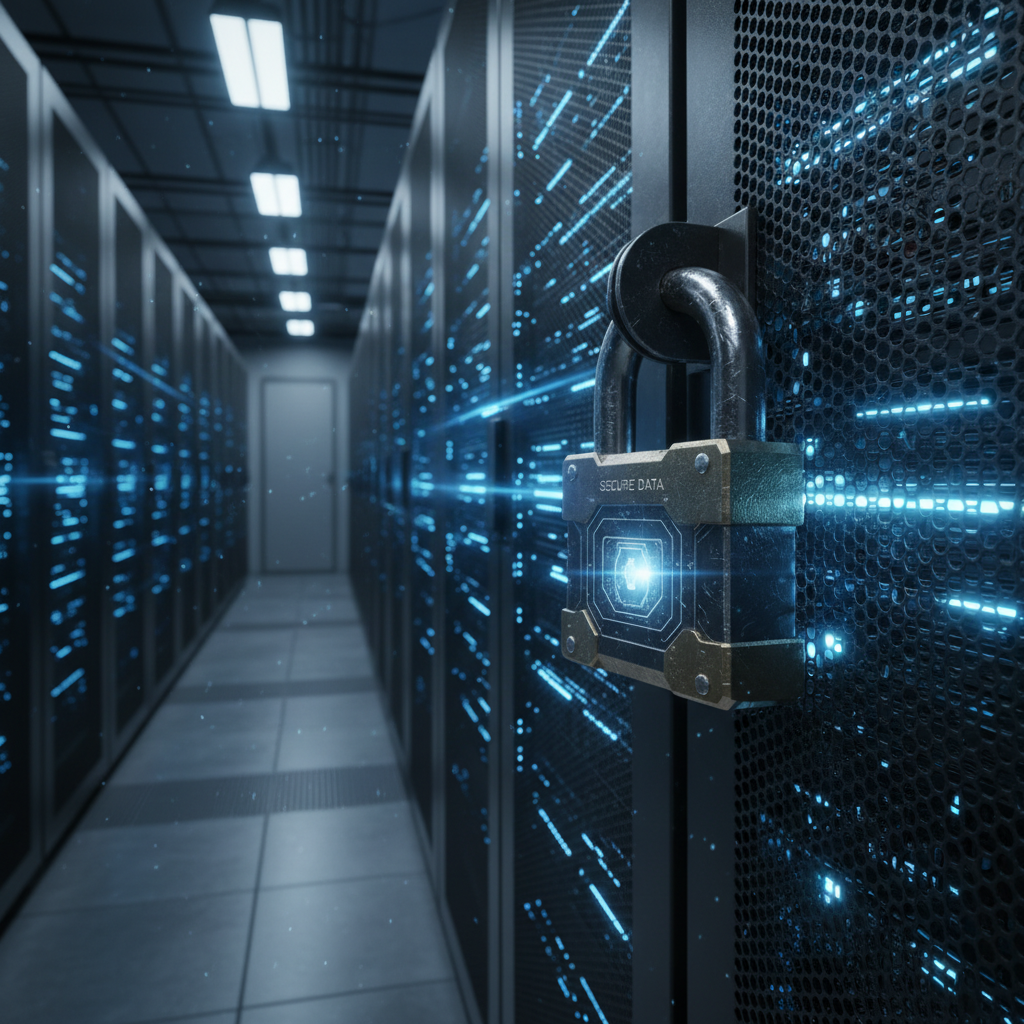 서버 랙에 채워진 물리적인 자물쇠