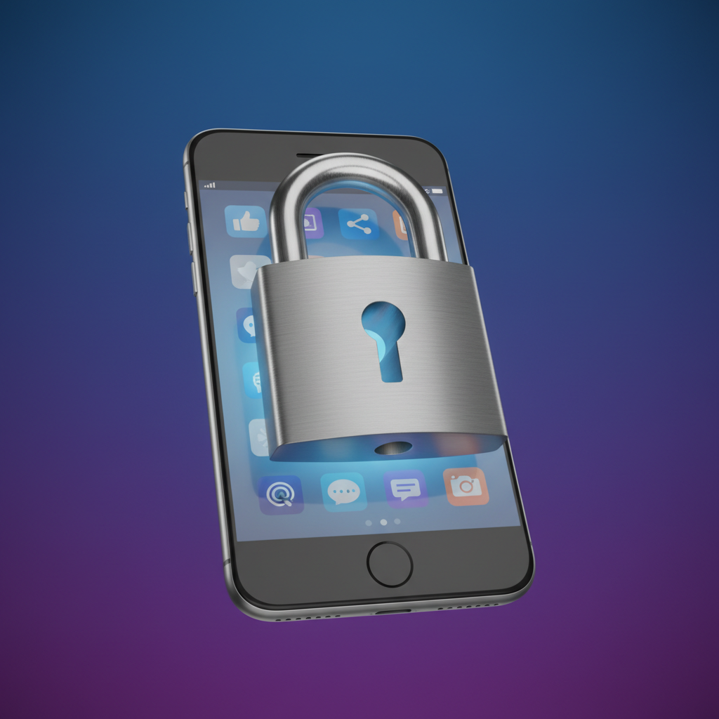 아동 소셜 미디어 사용 제한을 상징하는 디지털 잠금 이미지
