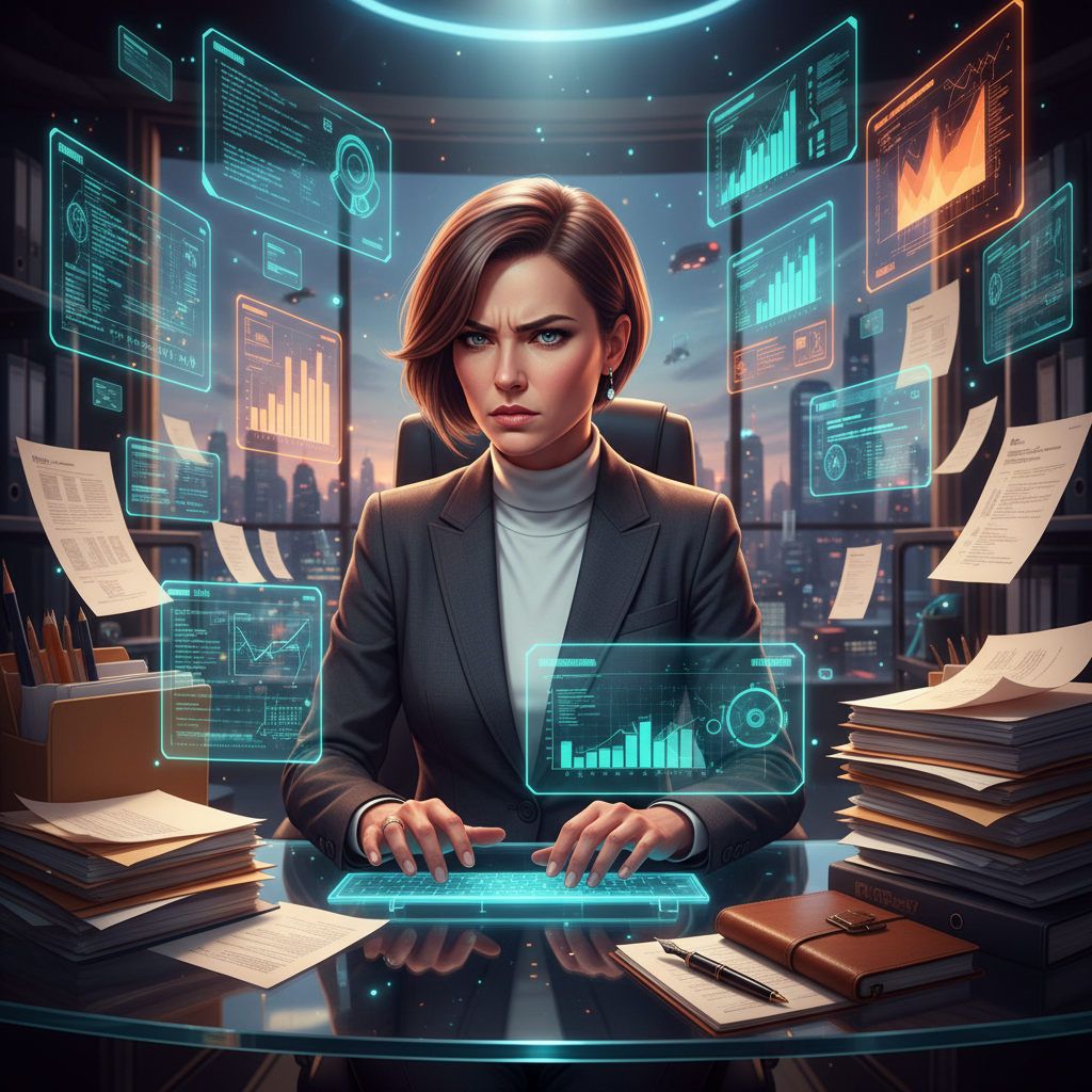 미래의 사무 공간과 인공지능의 협업 모습