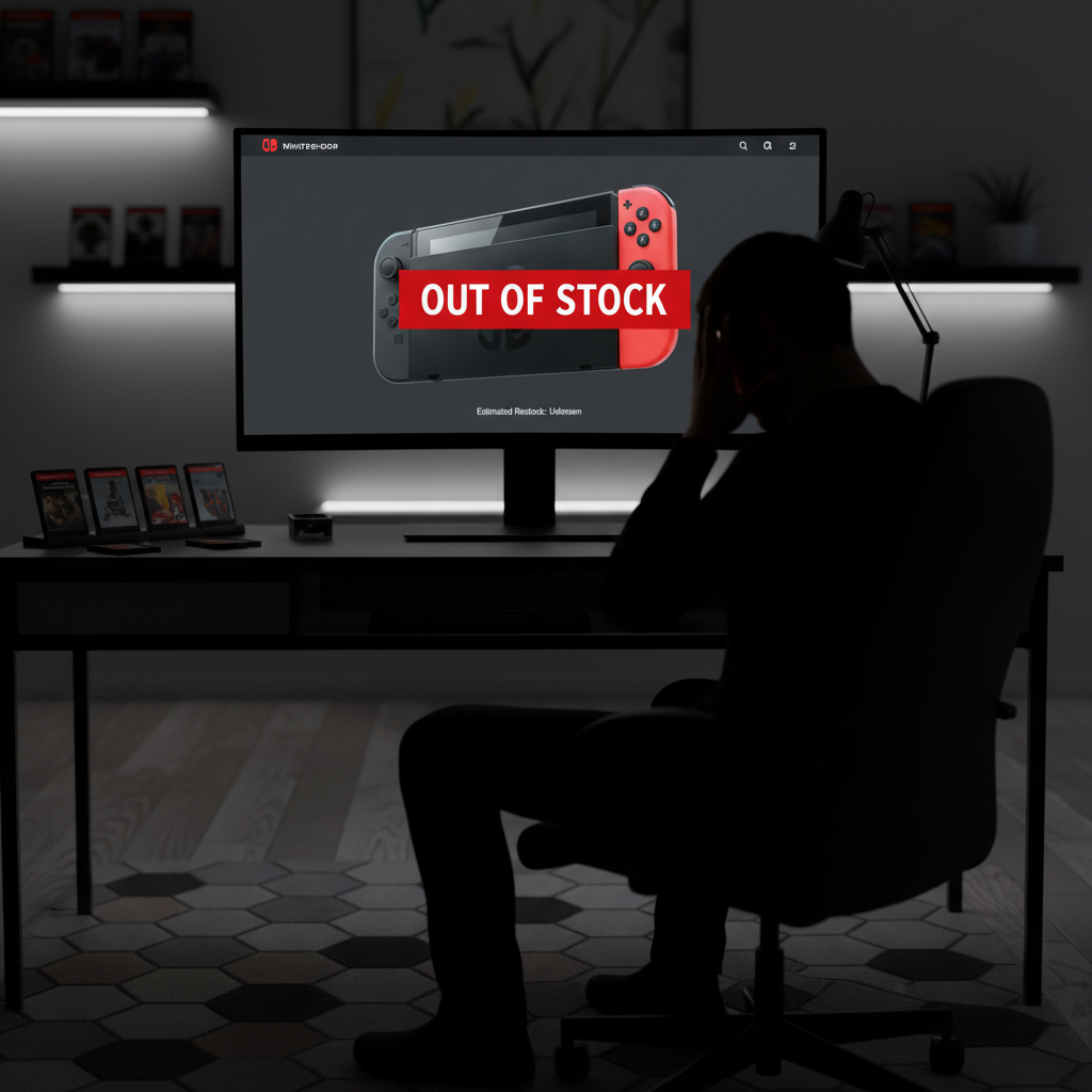 품절 안내를 확인하며 고민에 빠진 게이머