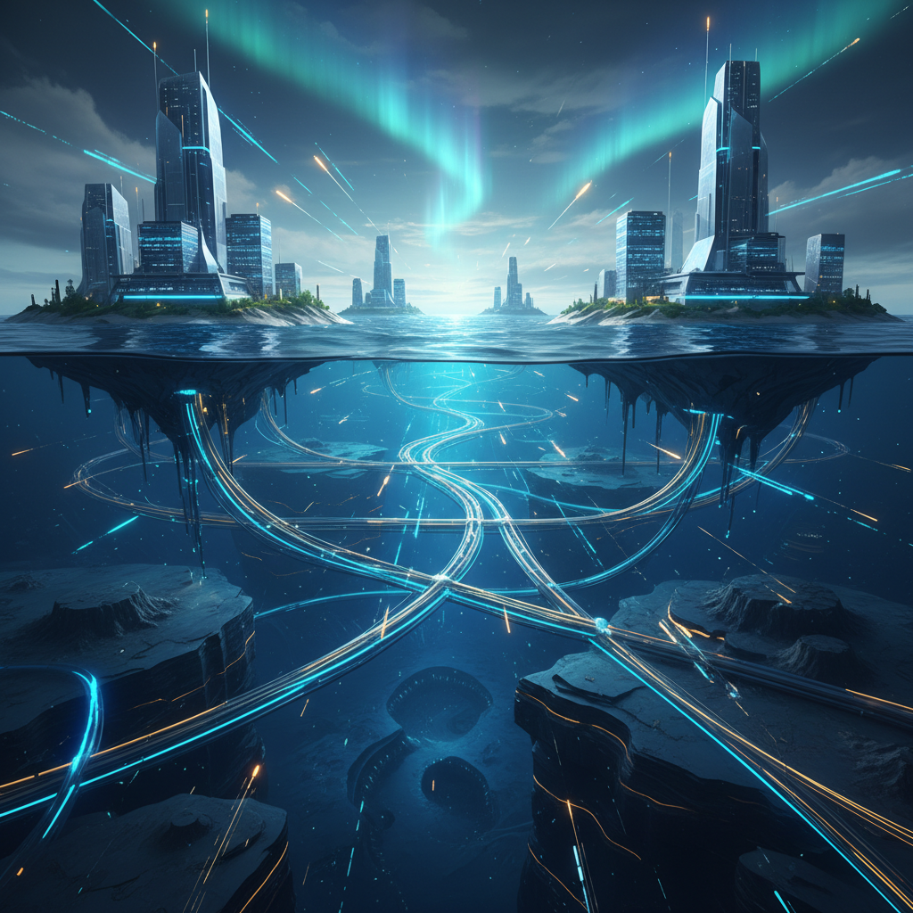 글로벌 데이터 센터와 연결된 해저 케이블