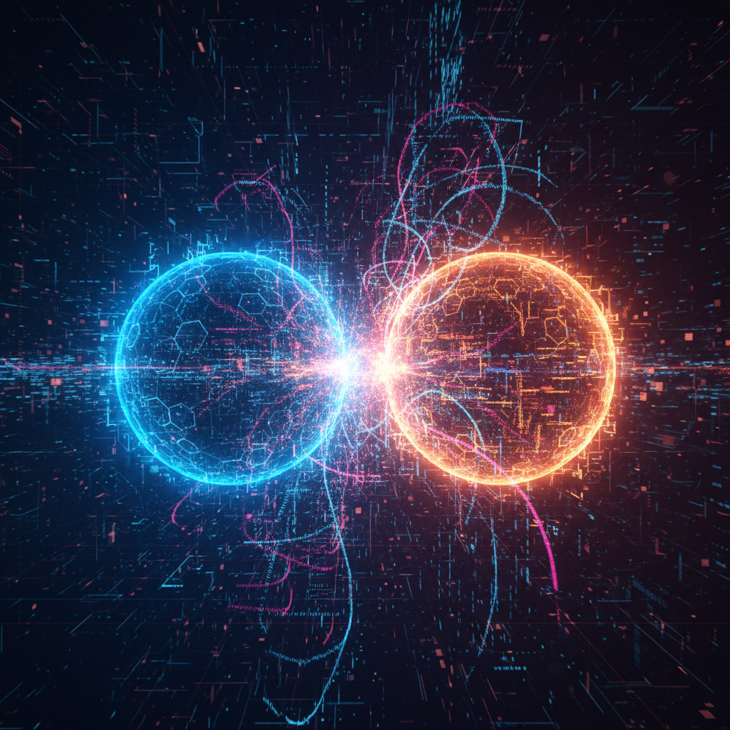 테크 기업 간의 치열한 비즈니스 경쟁을 형상화한 이미지