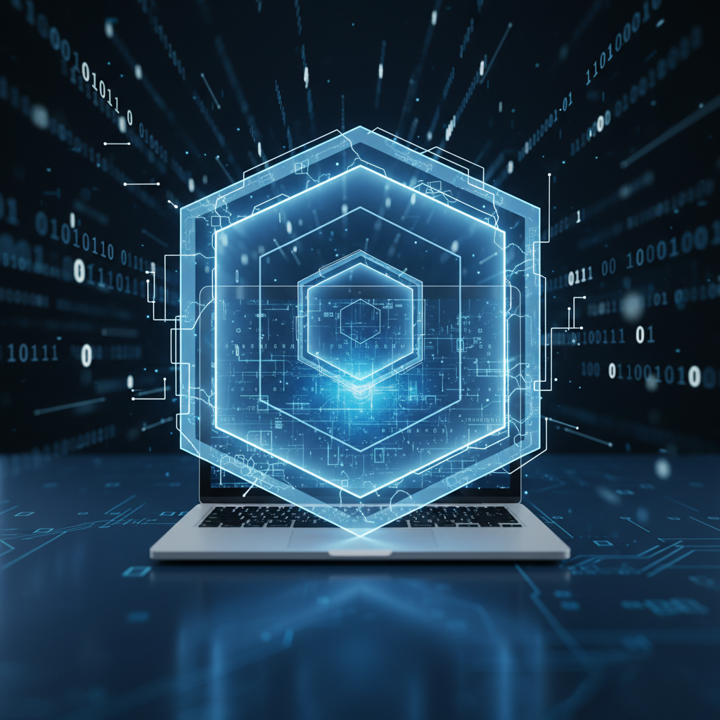 디지털 방어막으로 보호받는 랩탑