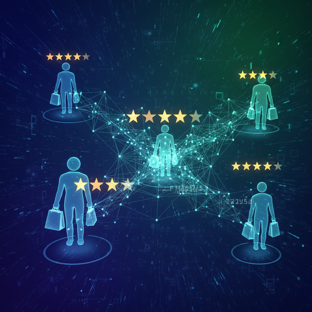 커뮤니티 신뢰와 쇼핑의 결합을 나타내는 이미지