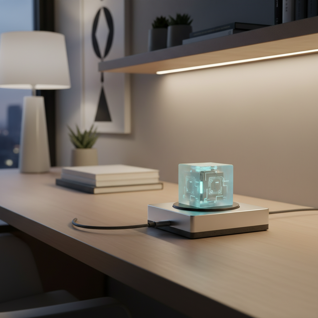 전용 충전 독 위에 거치된 스마트 큐브