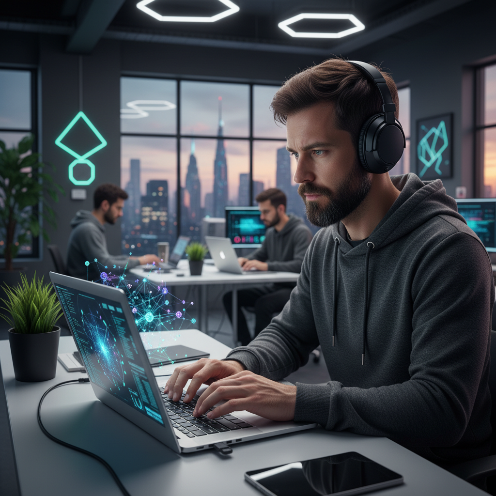 코딩에 집중하는 개발자의 모습