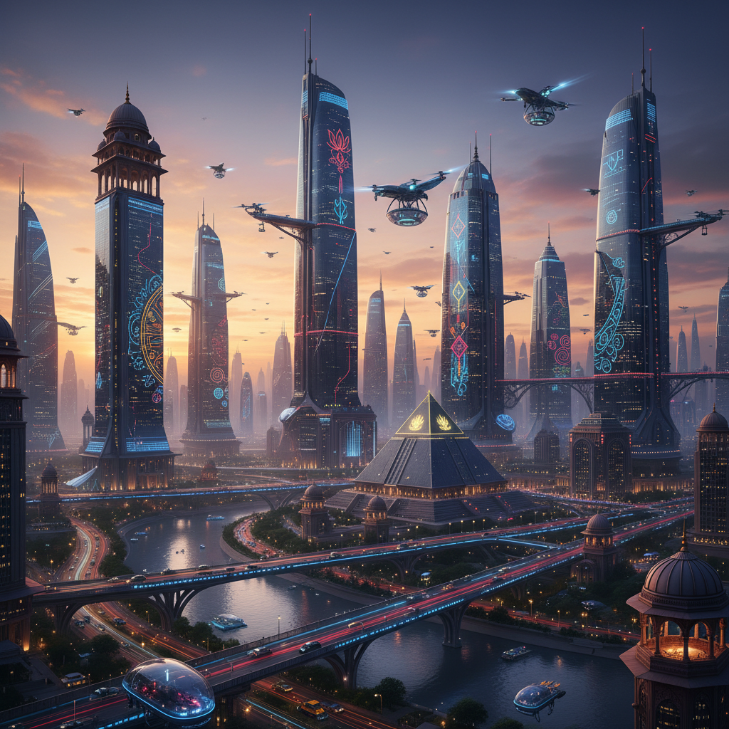 미래 지향적인 인도 도시의 스카이라인