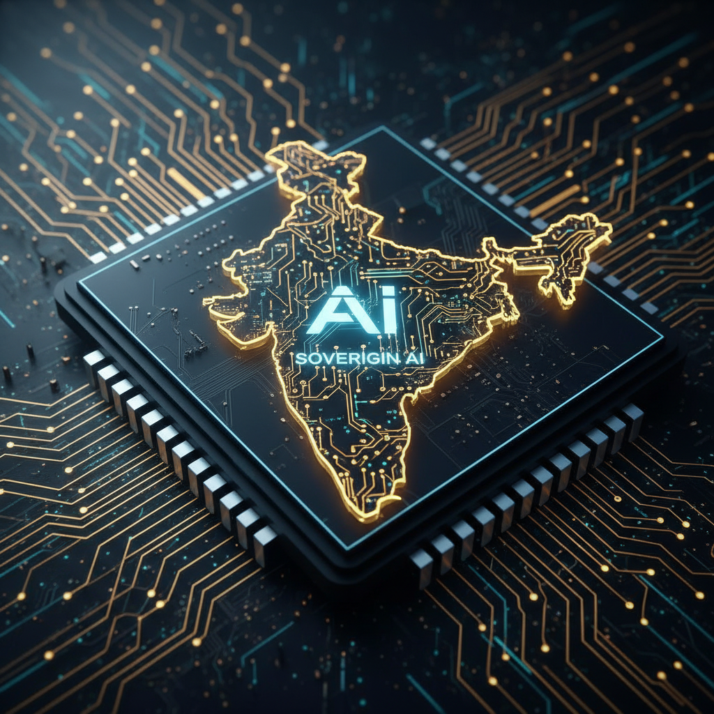 인공지능 칩과 회로가 연결된 디지털 지도