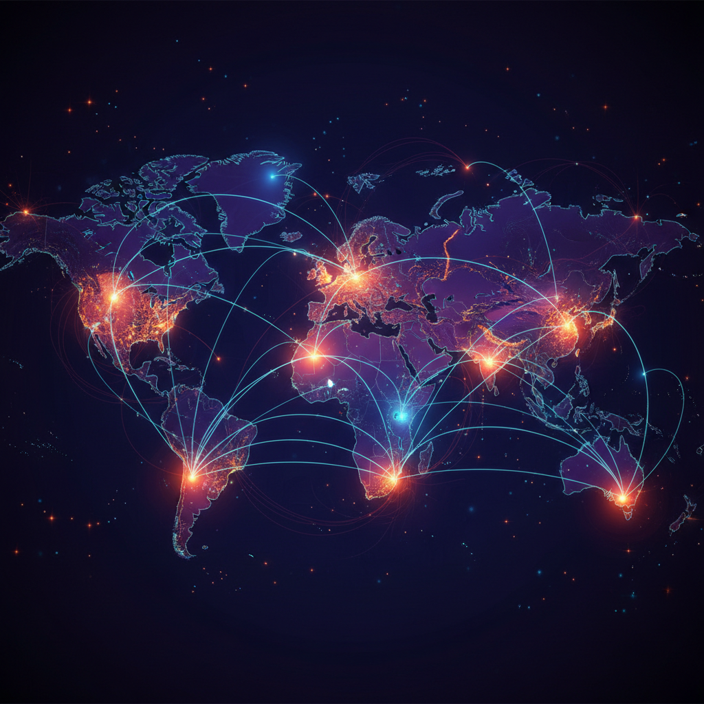 연결된 세상과 데이터 네트워크 일러스트