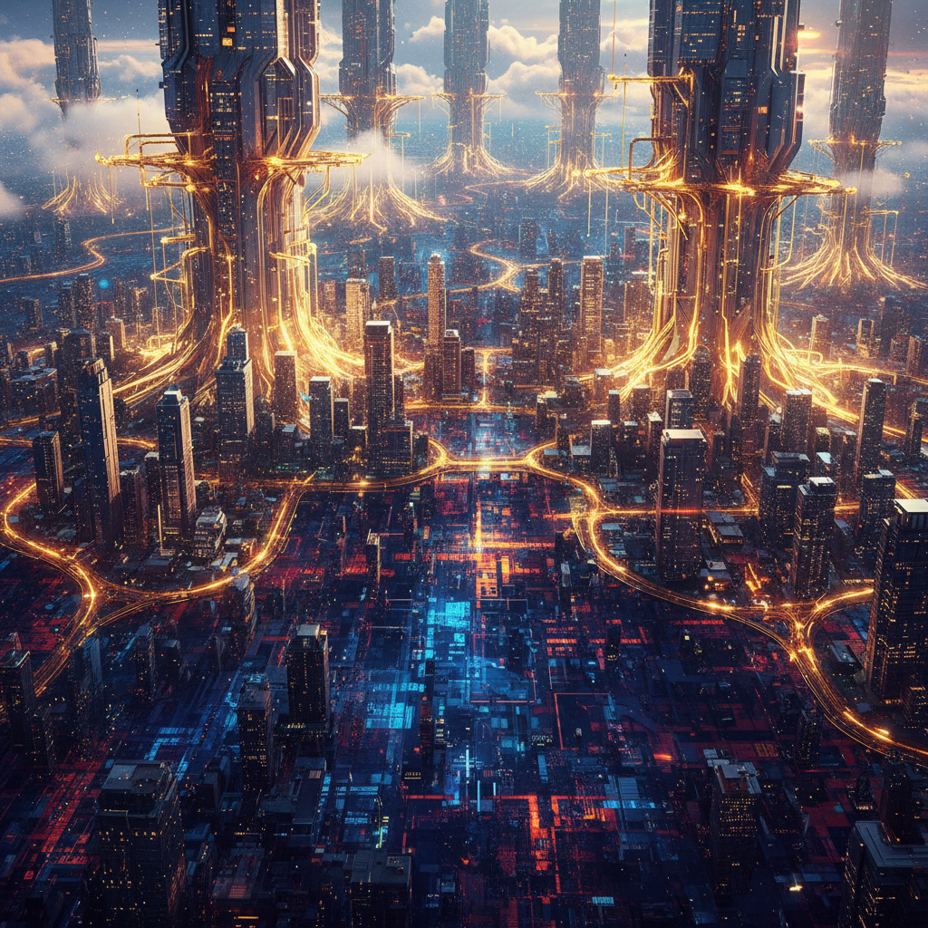 인공지능 기술이 적용된 미래 도시의 연결망