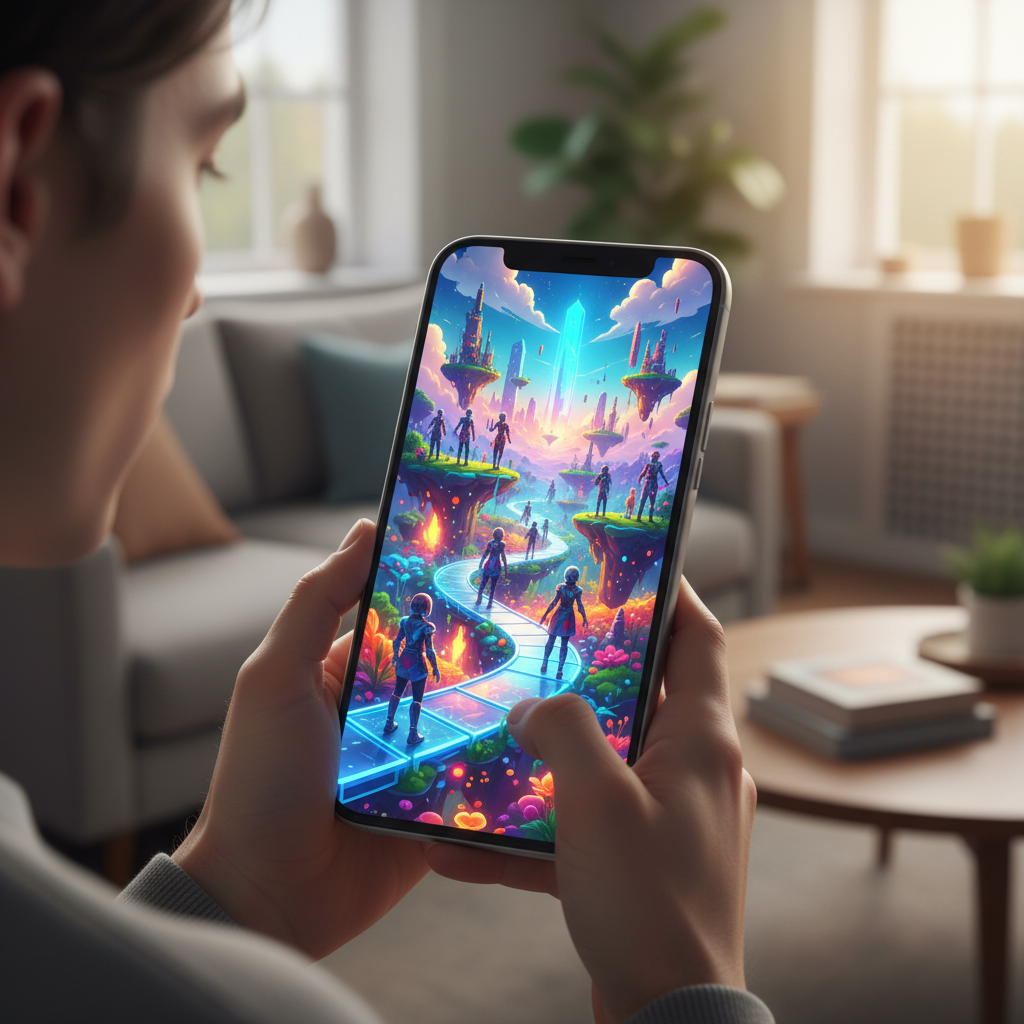 모바일 기기로 접속하는 가상 세계의 모습