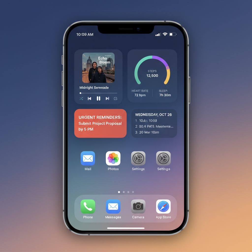 홈 화면에 배치된 생산성 위젯들