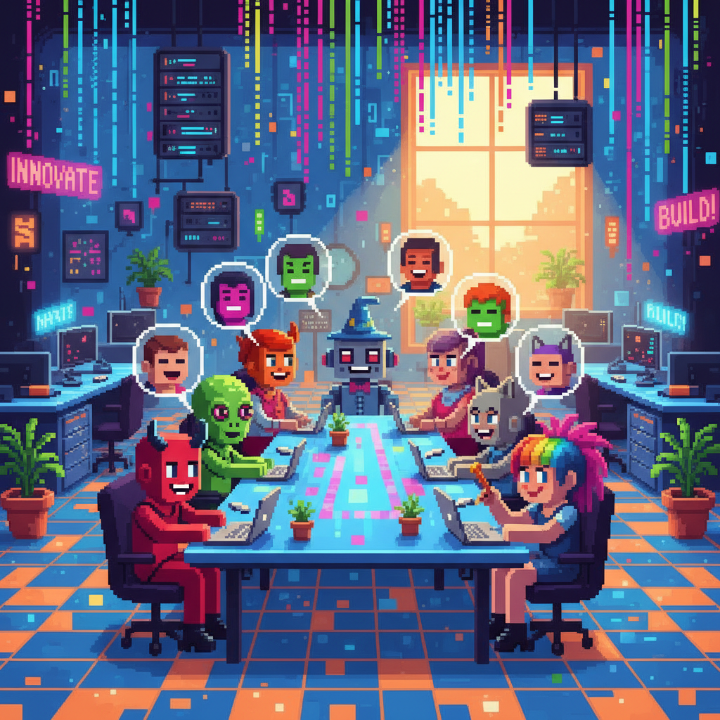 가상 오피스에서 협업하는 아바타들