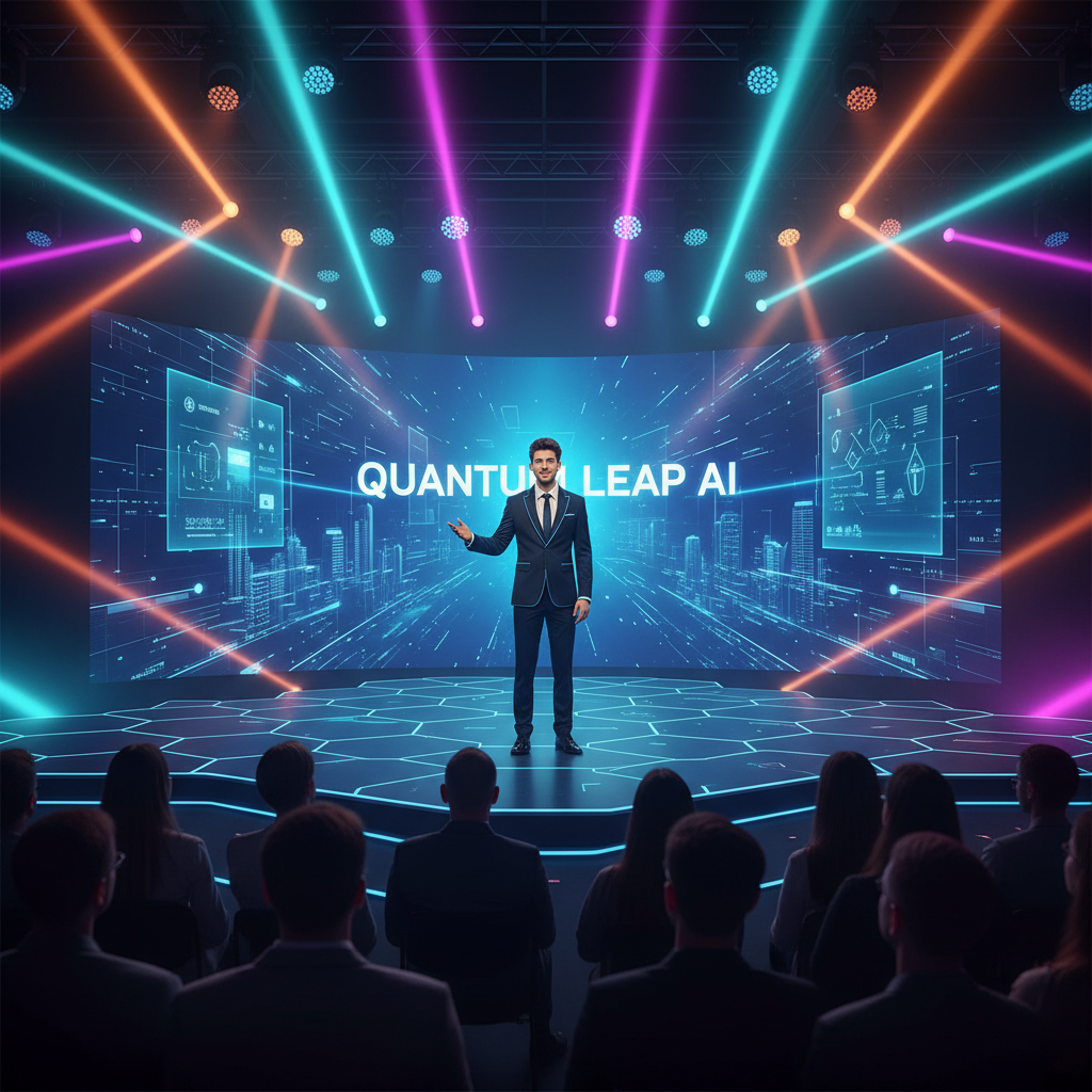 스타트업 창업가의 열정적인 무대 발표