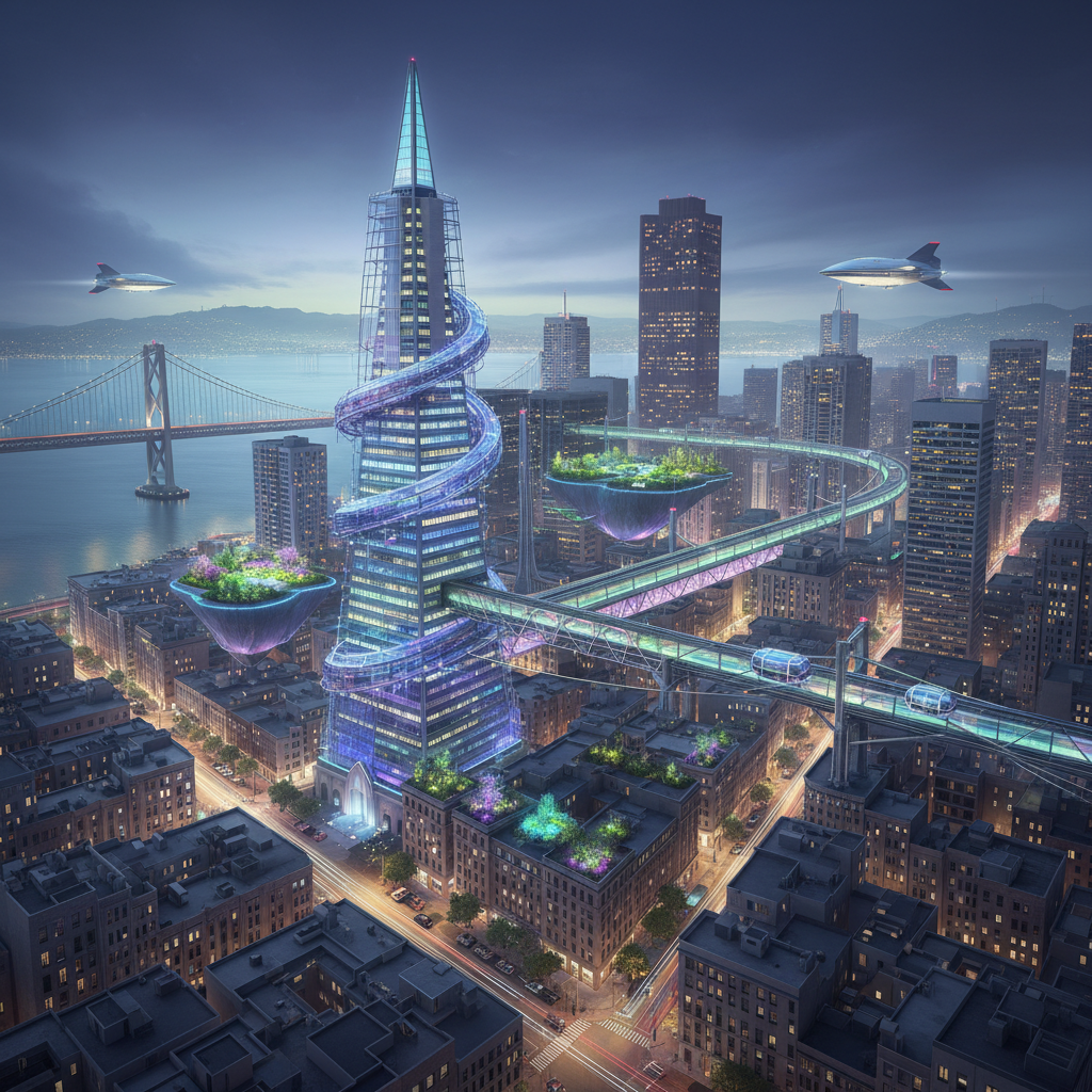 샌프란시스코의 아름다운 야경과 미래적 이미지