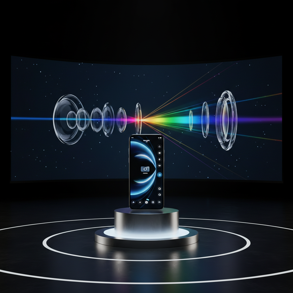 무대 위에서 공개된 최신 스마트폰과 렌즈 기술