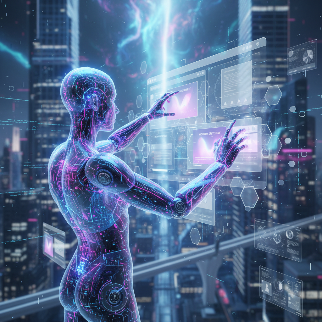 자율형 AI 에이전트가 웹사이트 레이아웃을 실시간 수정하는 장면