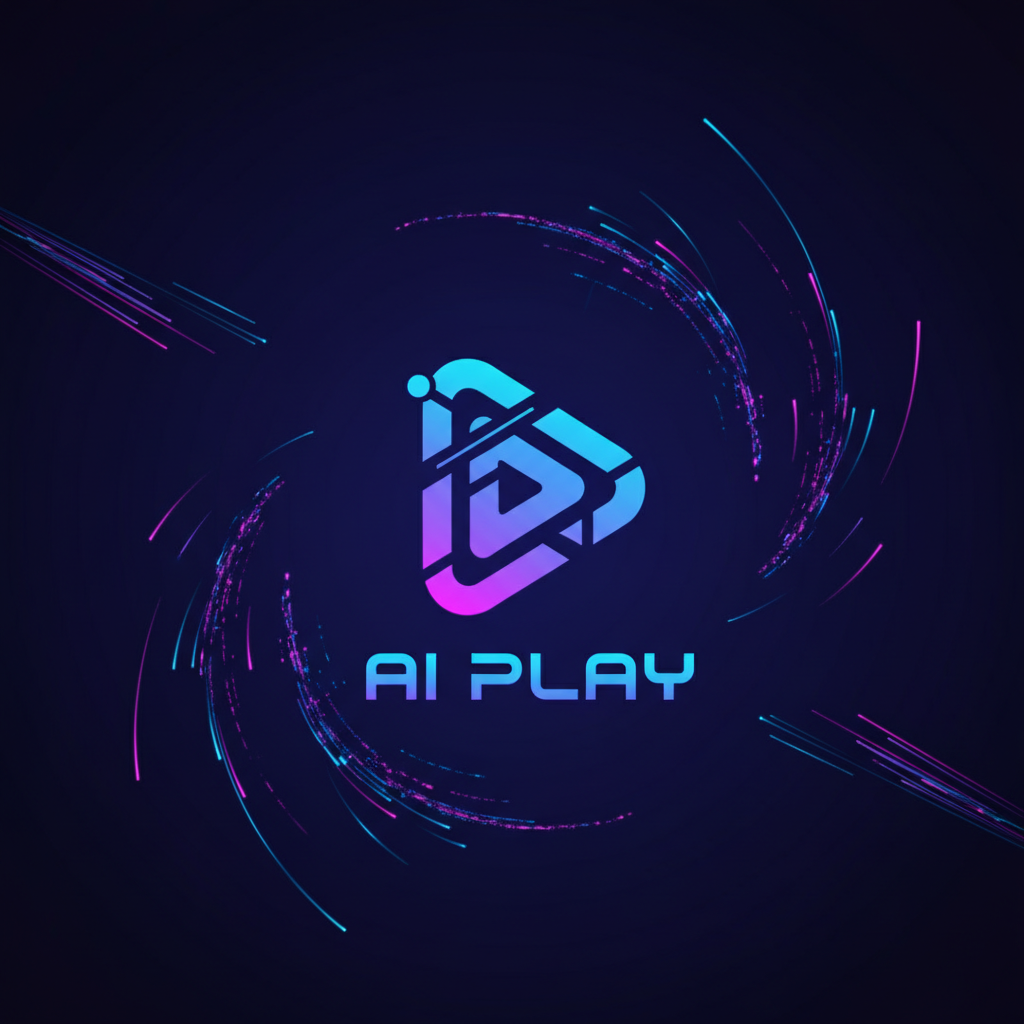 세련된 디자인의 AI 영상 앱 로고와 화려한 배경