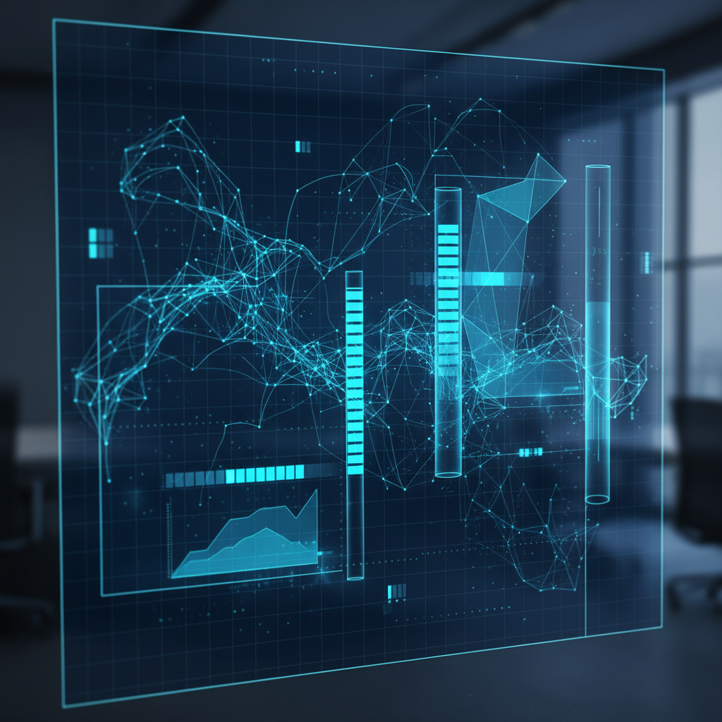 AI 기술을 활용하여 고객 데이터를 분석하는 디지털 화면