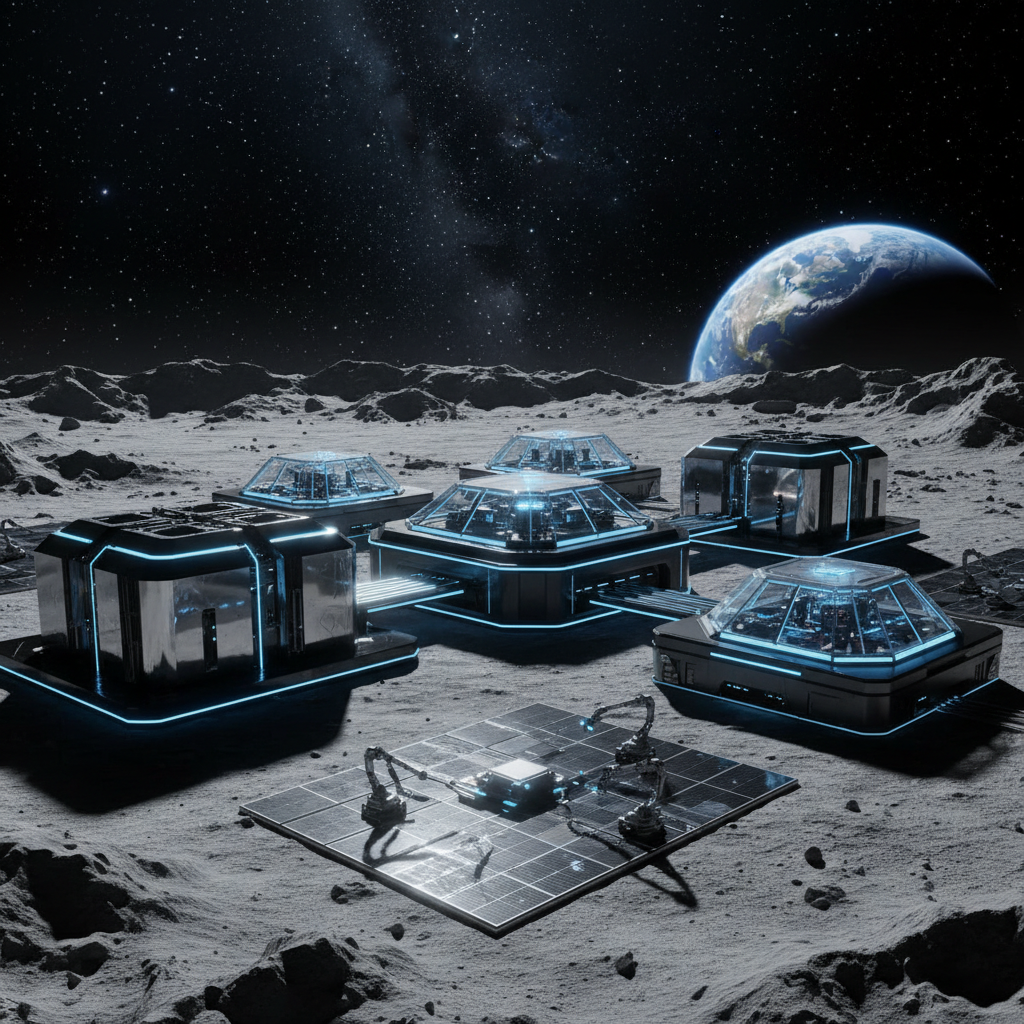 달 표면에 세워진 미래형 AI 데이터 센터