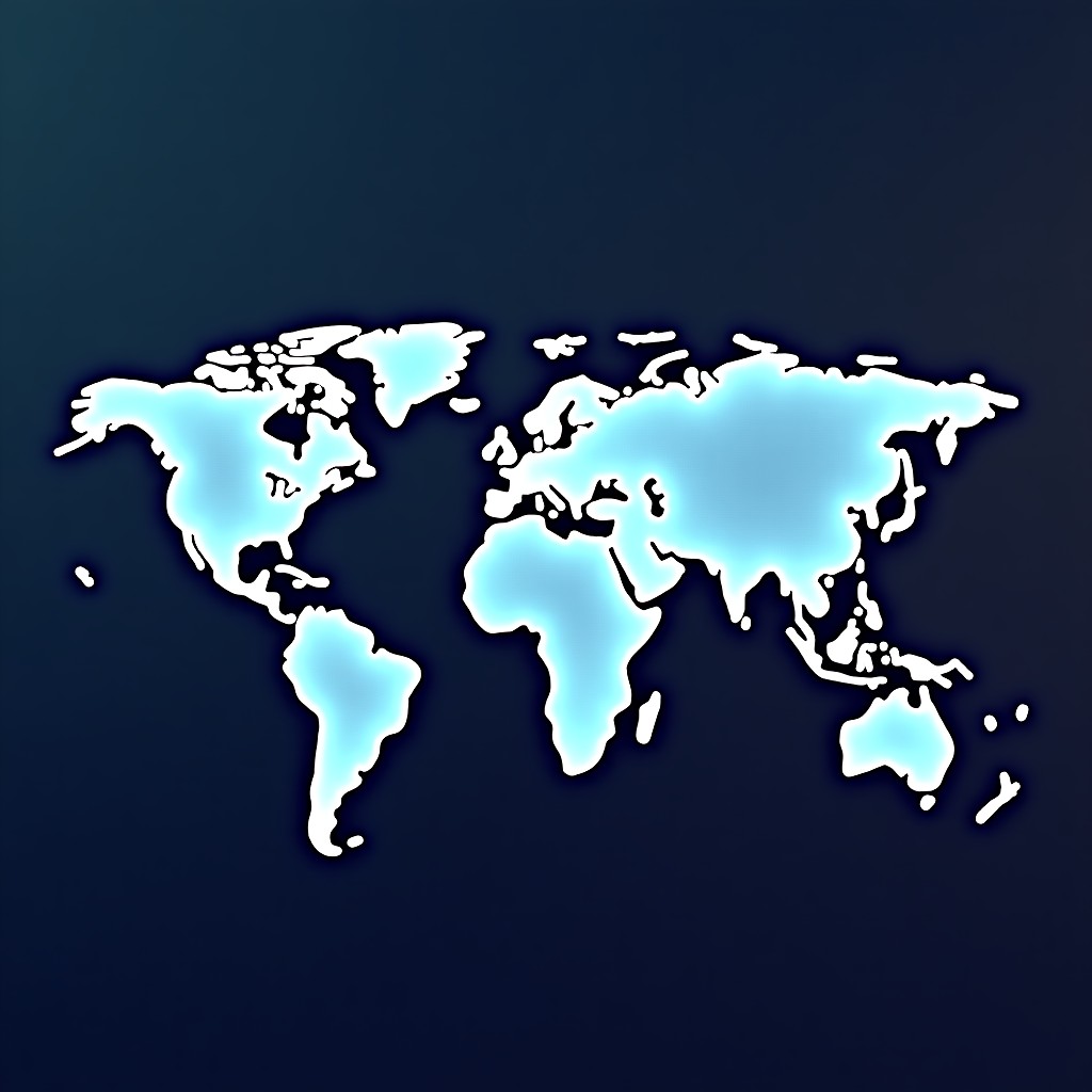 A conceptual illustration showing the global expansion of digital marketing through AI. A glowing network connecting different cities on a stylized world map, professional and tech-oriented, 4:3