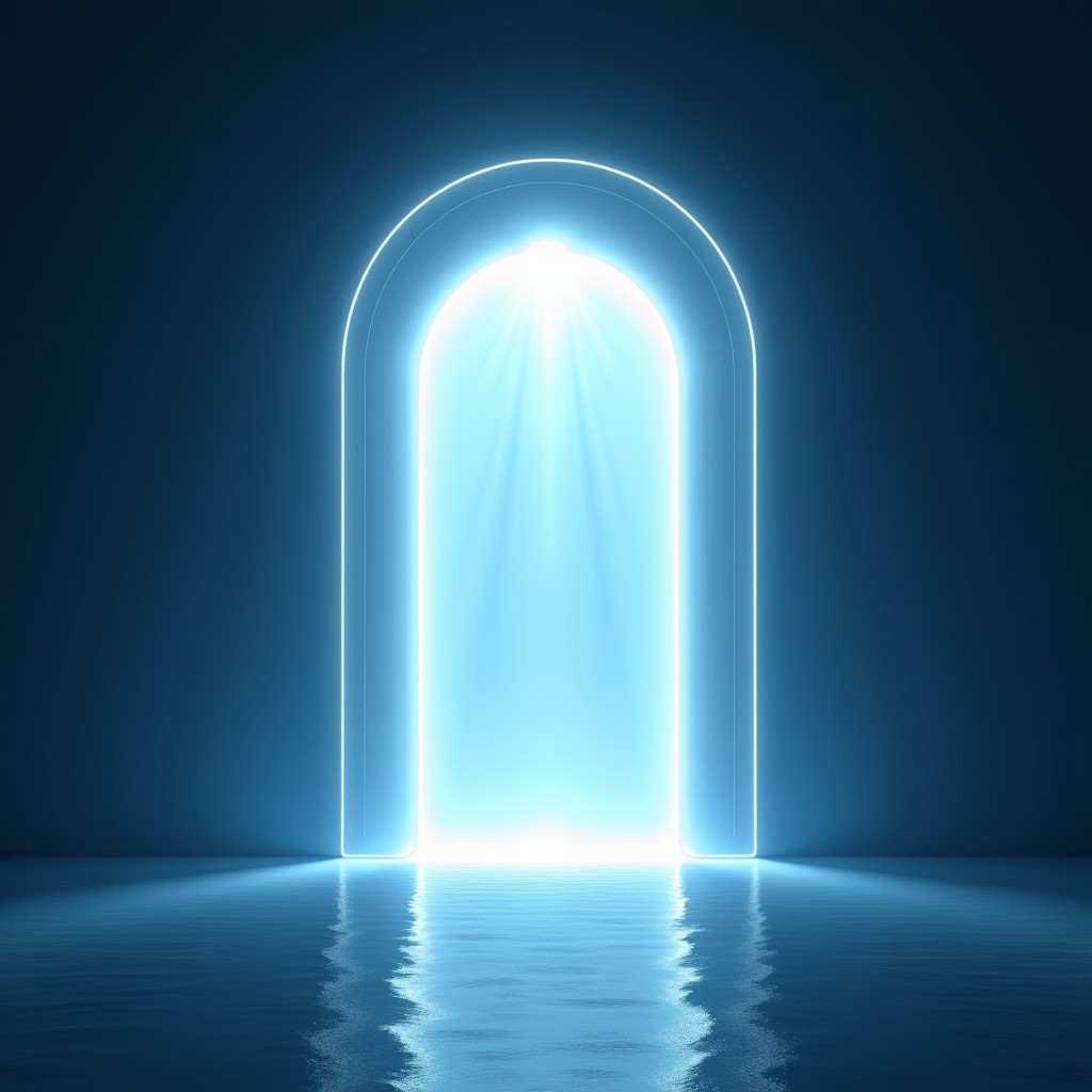 Artistic rendering of a light portal representing infinite possibilities of artificial intelligence 1:1