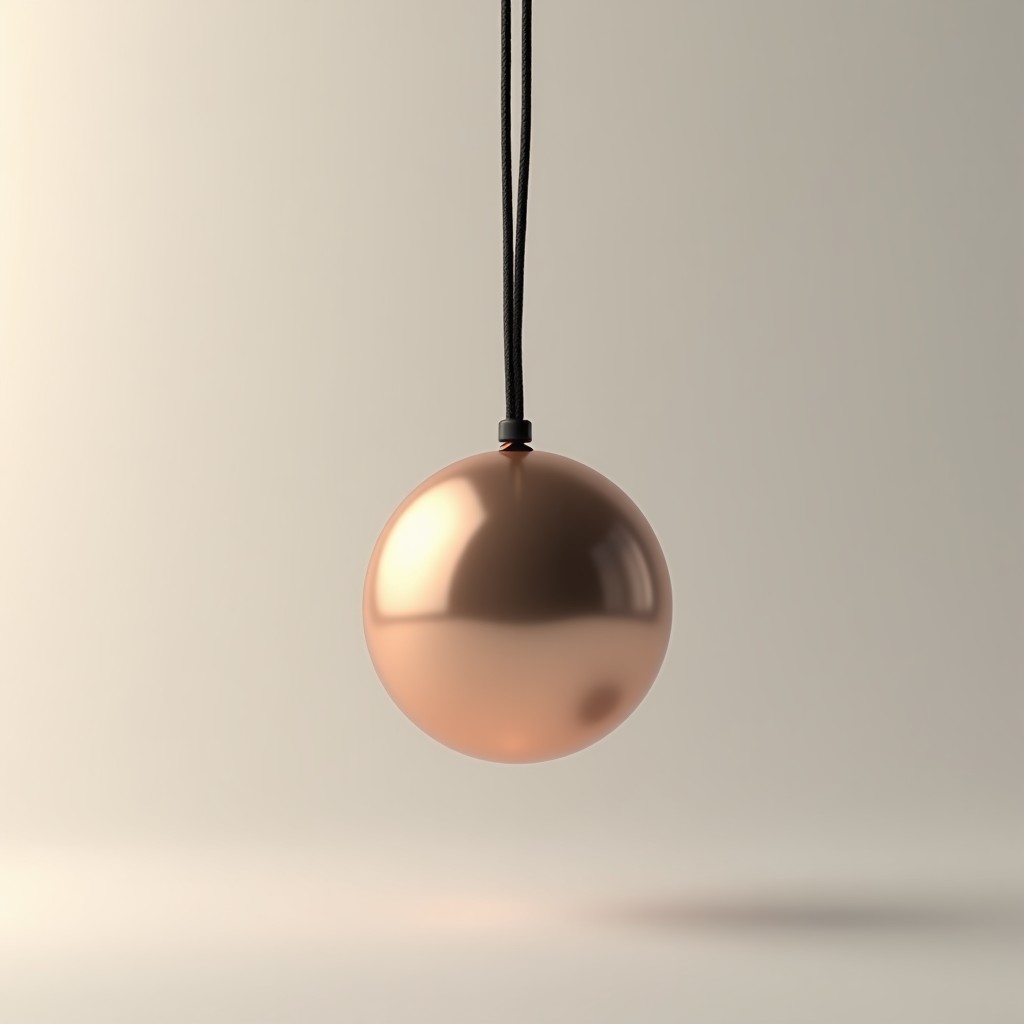 A small AI pendant device about the size of an AirTag, designed with a premium metallic finish, hanging on a simple cord. Soft studio lighting, clean background, 1:1