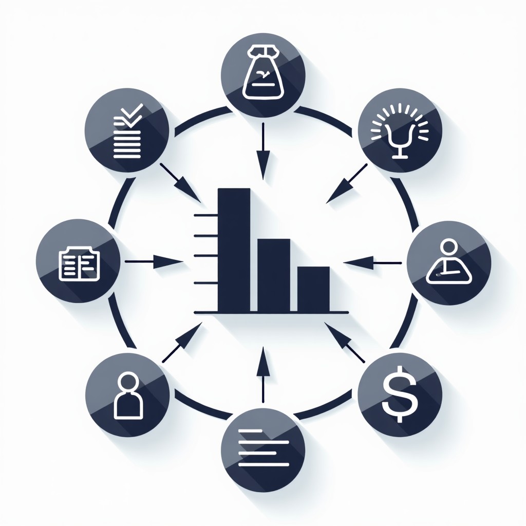 A clean and modern infographic representing the automation of complex financial data into organized reports. High contrast and minimalist design. 1:1