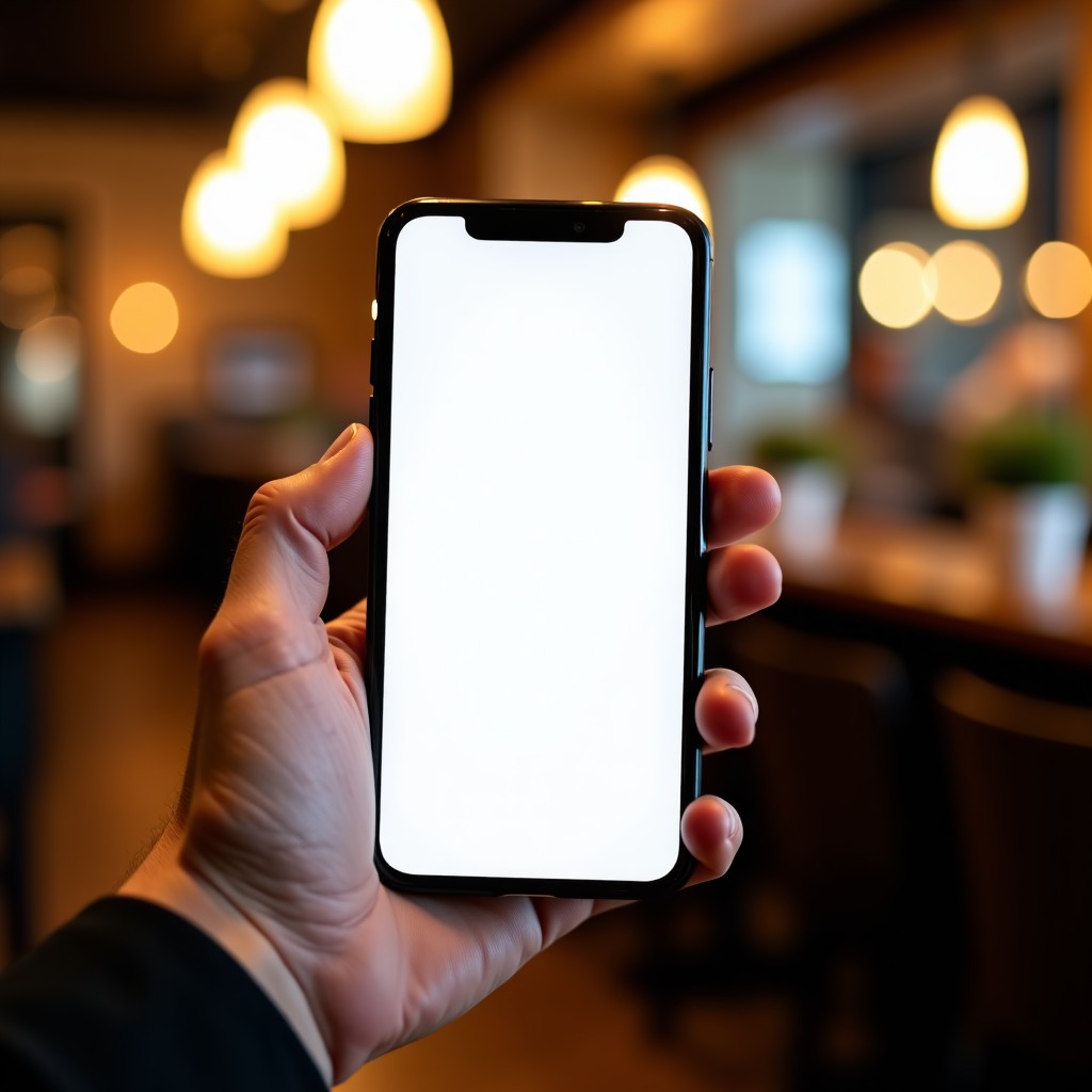 A close-up shot of a hand holding a modern smartphone, a clean and readable blog post displayed on the screen, blurred cozy cafe background with soft bokeh, high contrast lifestyle photography, 4:3