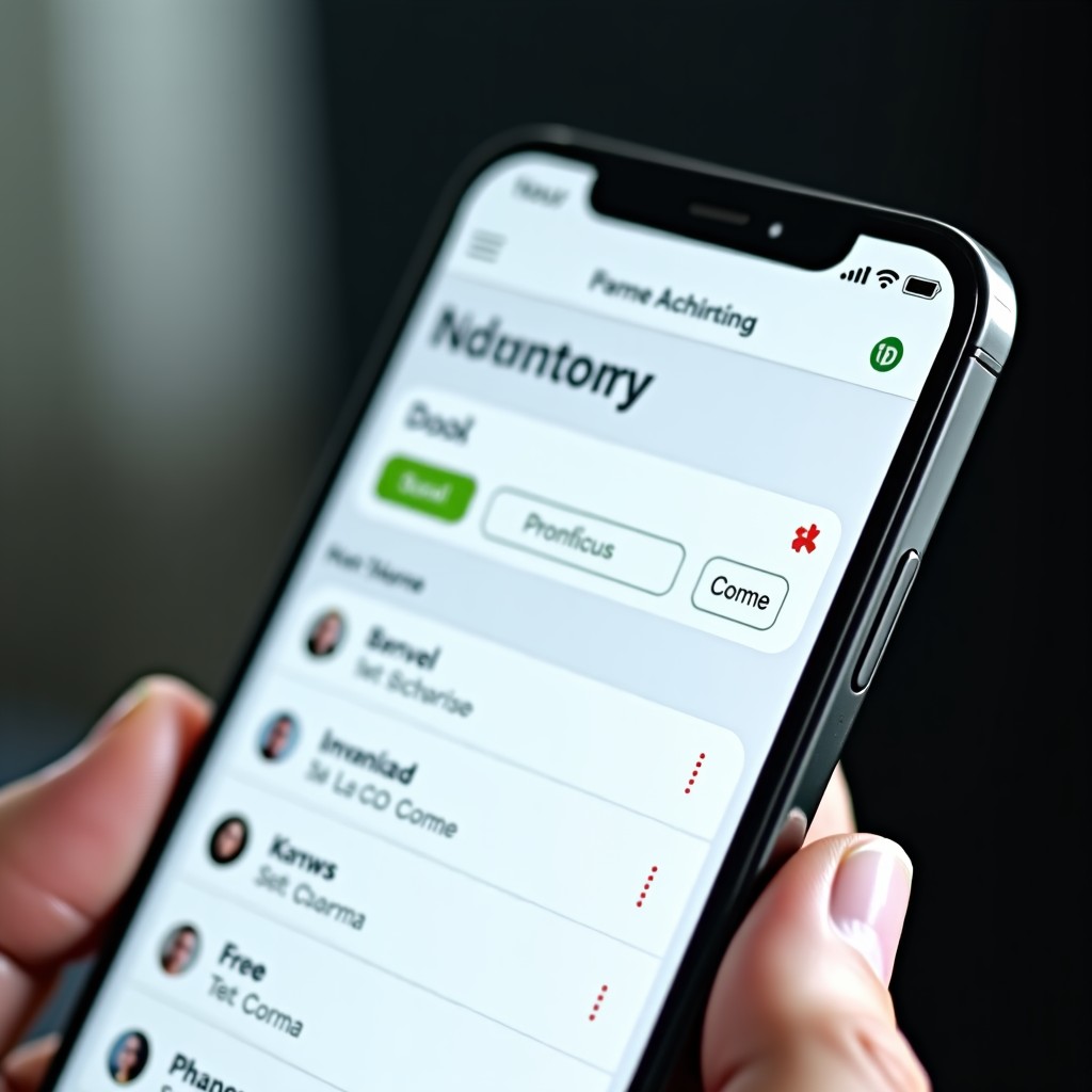 Close up of a smartphone screen showing a professional CRM and inventory management app interface being edited by text prompts, clean layout, high definition, 4:3
