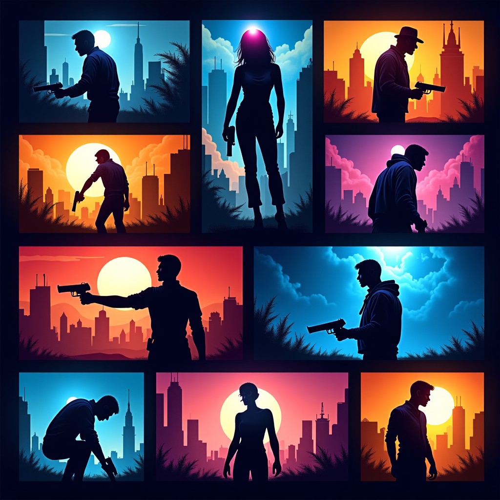 A visually rich collage showing various movie genres, high-quality digital cinema aesthetic, vibrant colors, no text, diverse cinematic styles represented in a professional layout, 4:3