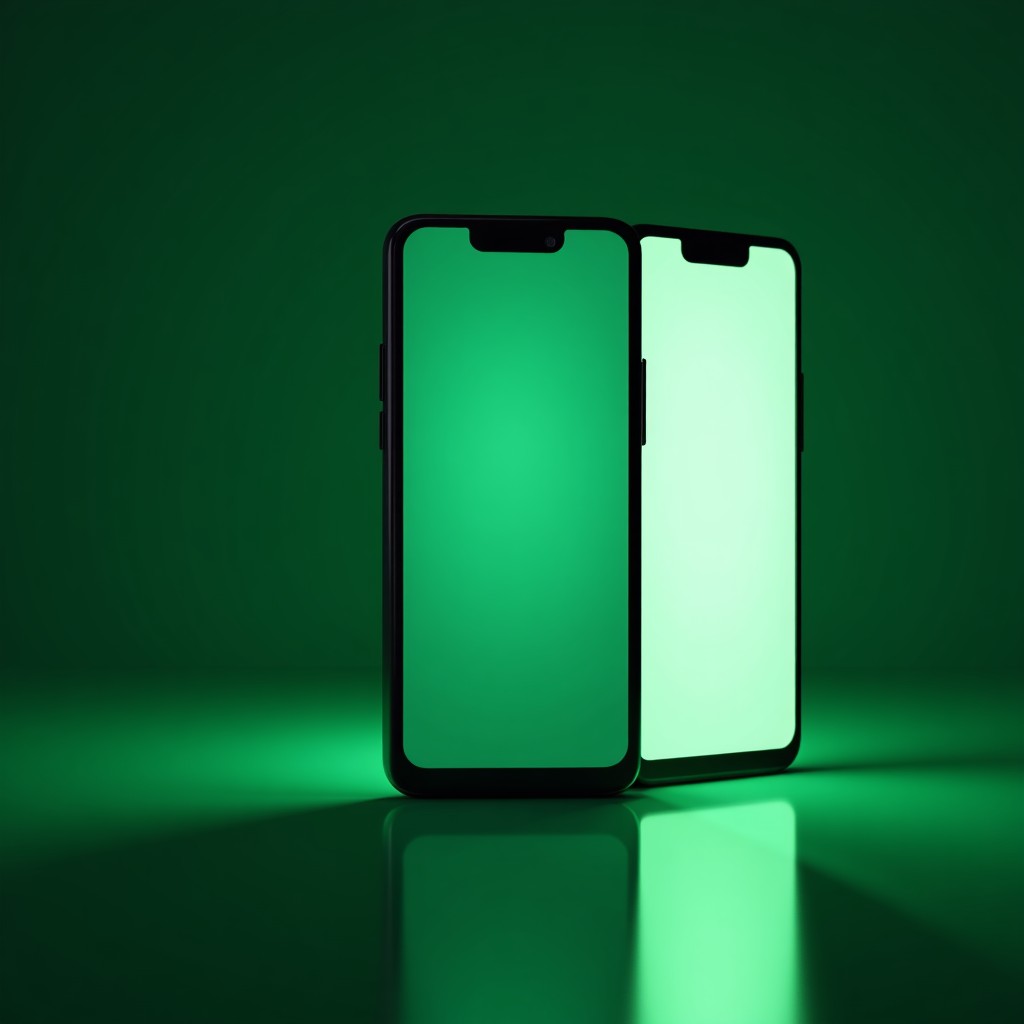 Modern Android system interface on a smartphone screen, sleek UI elements, vibrant green and white color palette, cinematic lighting, 4:3