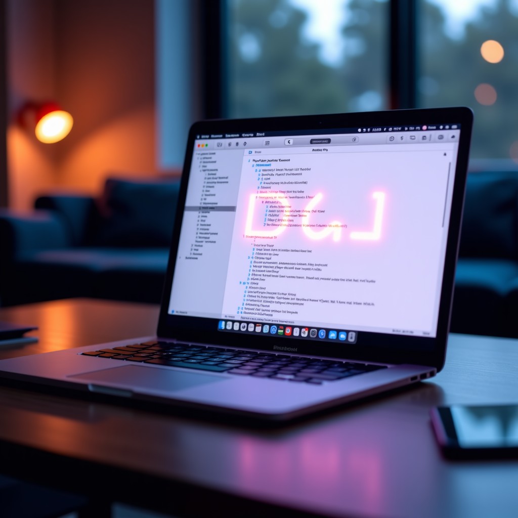 A modern and sleek laptop screen showing the Apple Xcode interface with futuristic AI glowing elements representing OpenAI and Anthropic integration. High-tech development environment, soft ambient lighting, clean UI design, 4:3