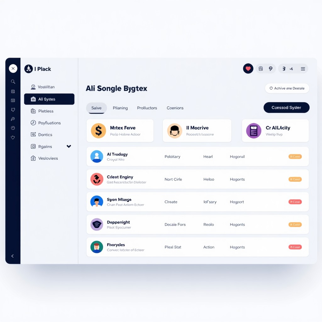 A clean and modern software interface dashboard showing various AI model options with colorful icons, minimalist design, high contrast, informational style, 1:1