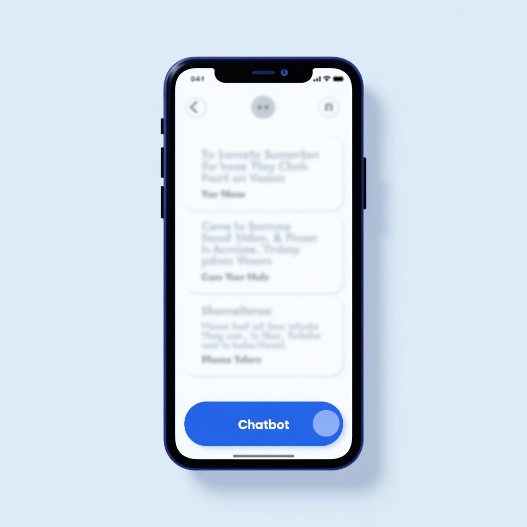 AI chatbot interface on a smartphone screen, a small labeled advertisement banner at the bottom, clean tech aesthetics, blue and white colors, 4:3