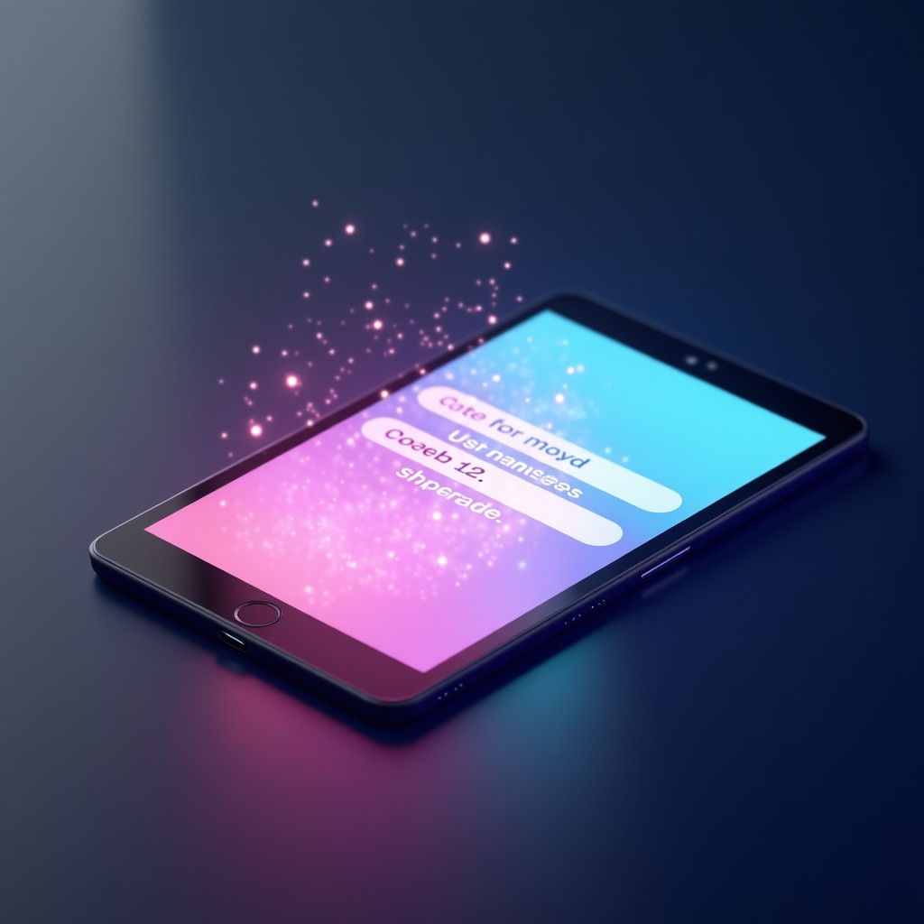 A clean and modern user interface on a tablet showing a text prompt being turned into a colorful interactive mini-app. Concept of AI coding and creativity. High-tech look with soft glow. No text. 1:1
