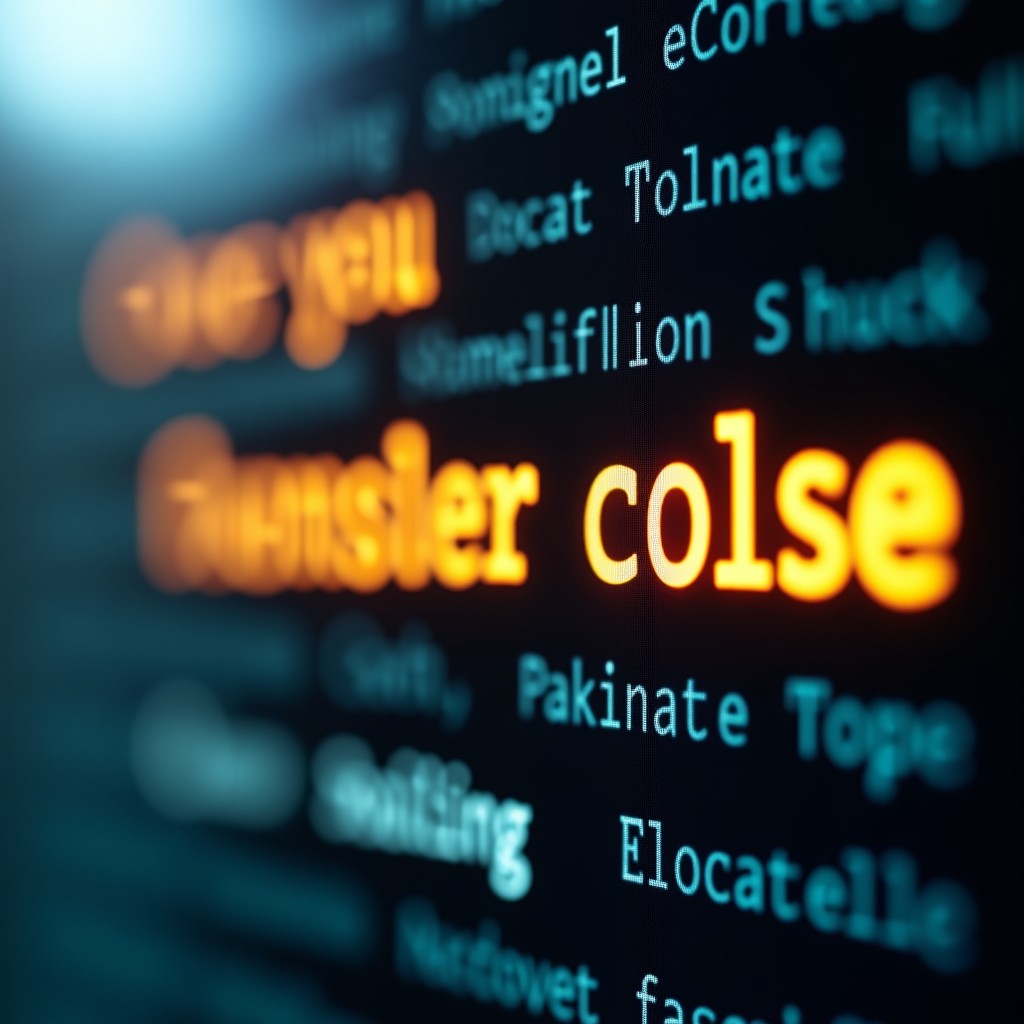 Macro shot of a digital screen with elegant typography. A golden light highlight is moving across a specific sentence. Soft bokeh background. Artistic and focused. 4:3