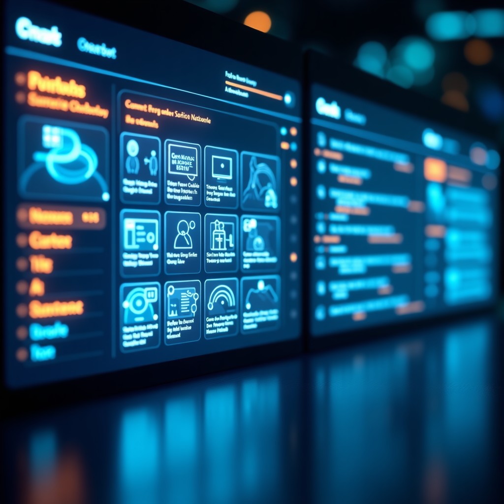 A sleek digital interface showing a comparison between a visual pinboard style app and a modern AI chatbot interface. Glowing data lines connecting images and text prompts in a futuristic tech environment. Cinematic lighting, professional photography style. 4:3