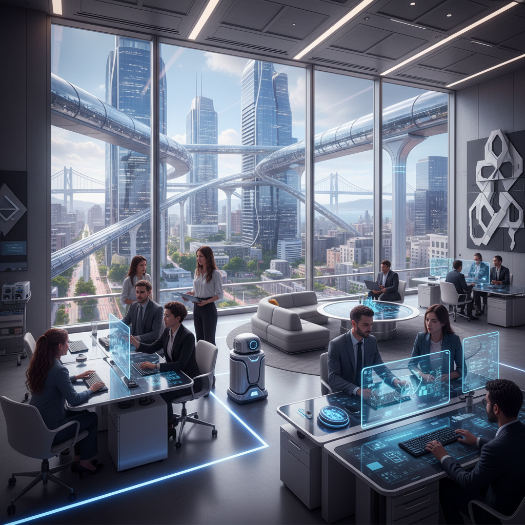 미래지향적인 AI 스타트업 사무실 풍경