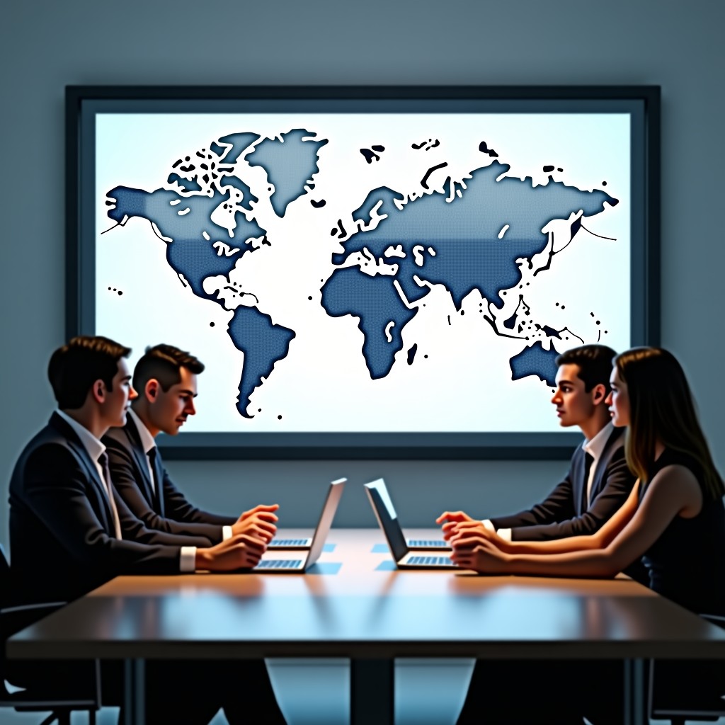 업무 회의 중에 AI 도구를 사용하는 모습