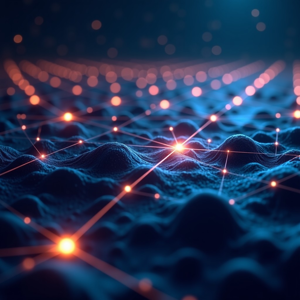 A high-tech digital environment showing abstract neural networks and interconnected glowing nodes, symbolizing modern AI infrastructure, cinematic lighting, cinematic composition, 4:3.