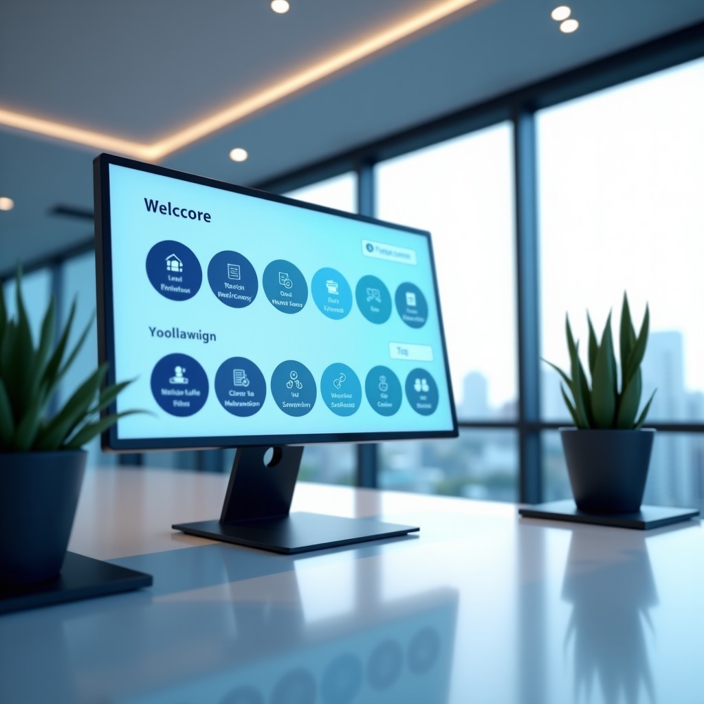 Modern software development workflow visualization, minimalist style, bright and clean office space with digital overlays, 4:3