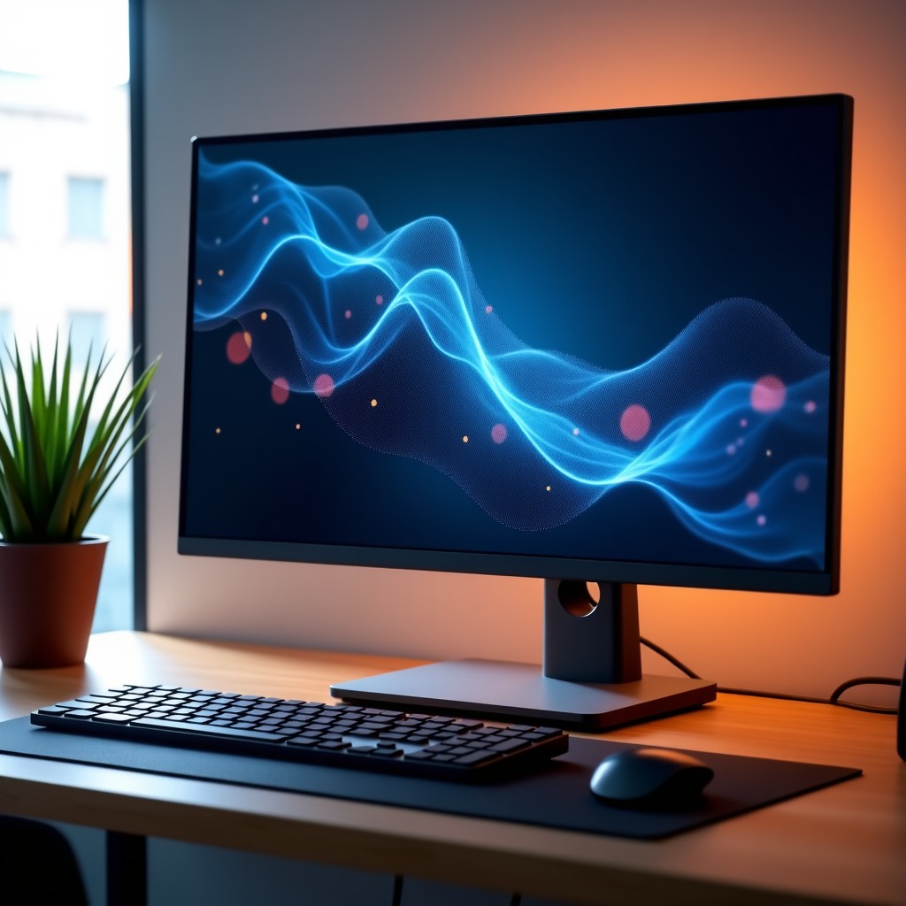 최신 AI 기술이 담긴 사무실 책상