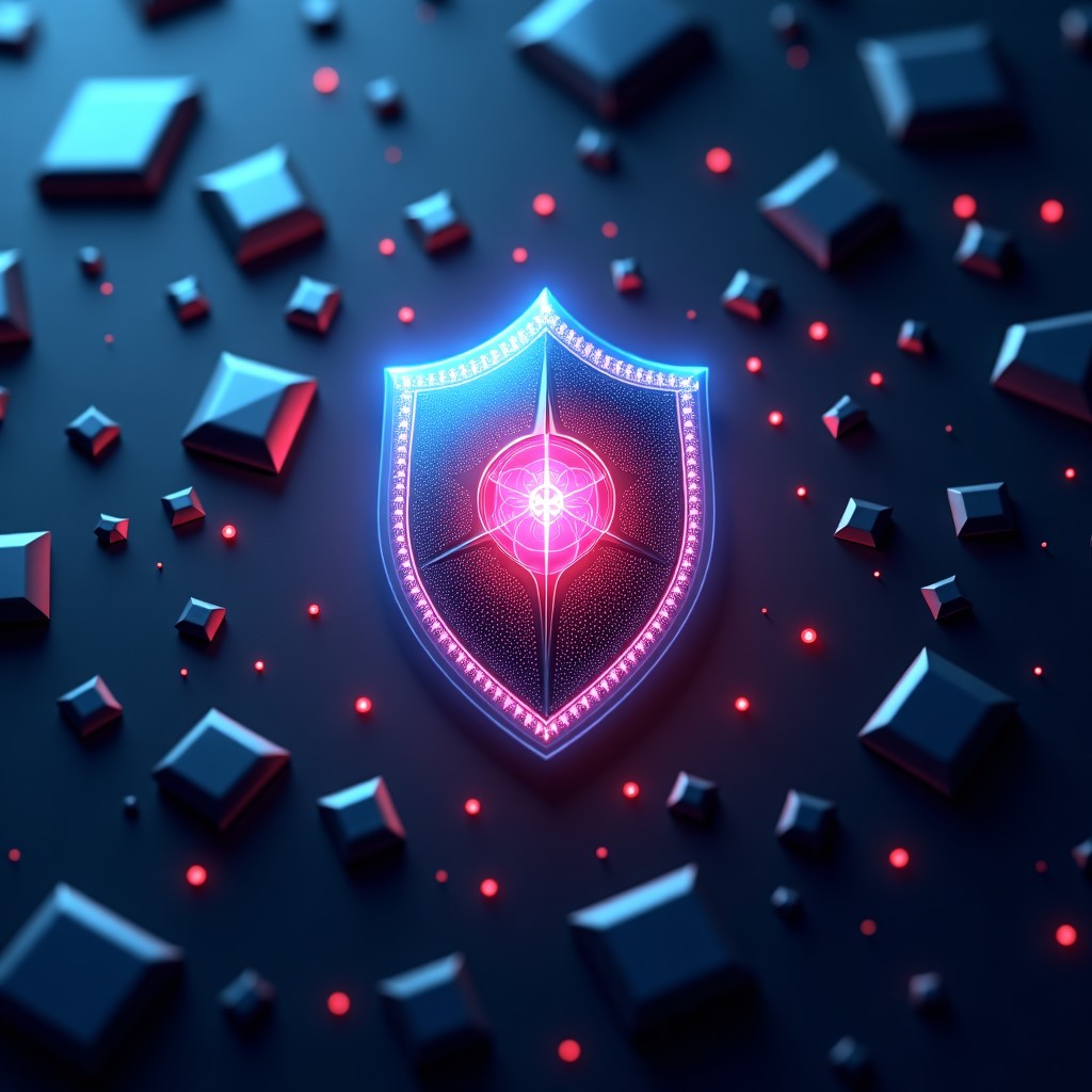 AI 기술과 안보의 충돌을 상징하는 추상적인 디지털 이미지