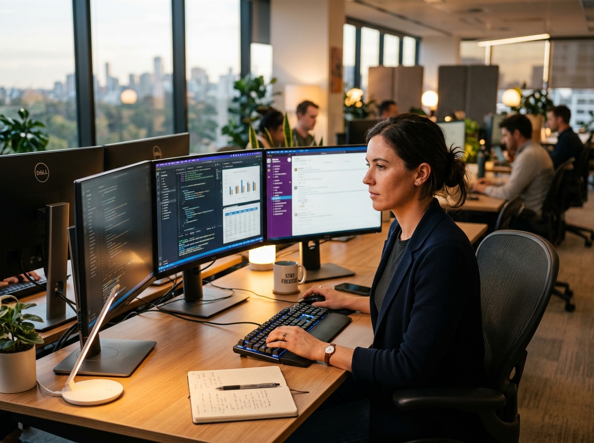 사무실에서 AI 도구를 사용하는 모습