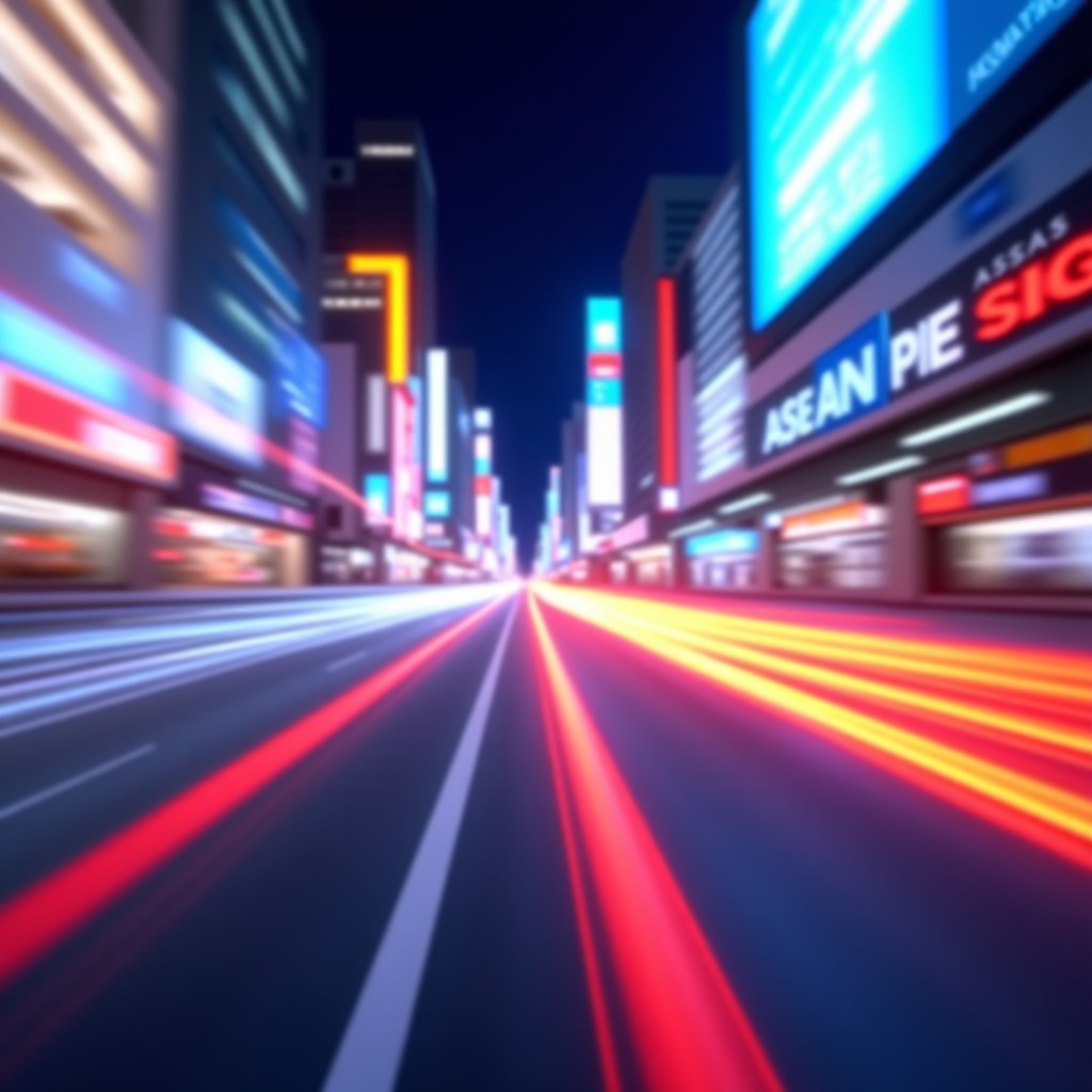 Abstract representation of fast moving mobile video streams and social media engagement icons, vivid colors, modern motion graphic style, 4:3 aspect ratio.