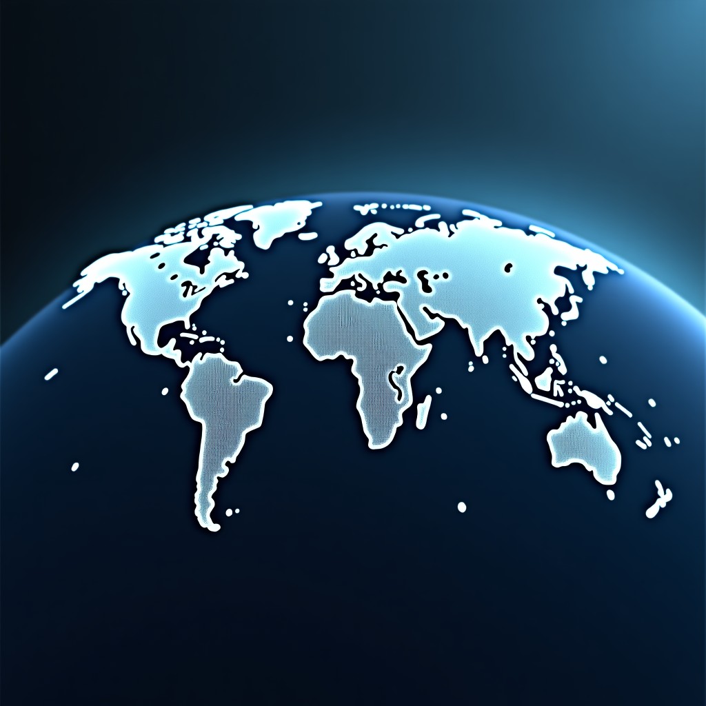 A professional and clean composition showing global digital connectivity nodes, neutral aesthetic, 4:3