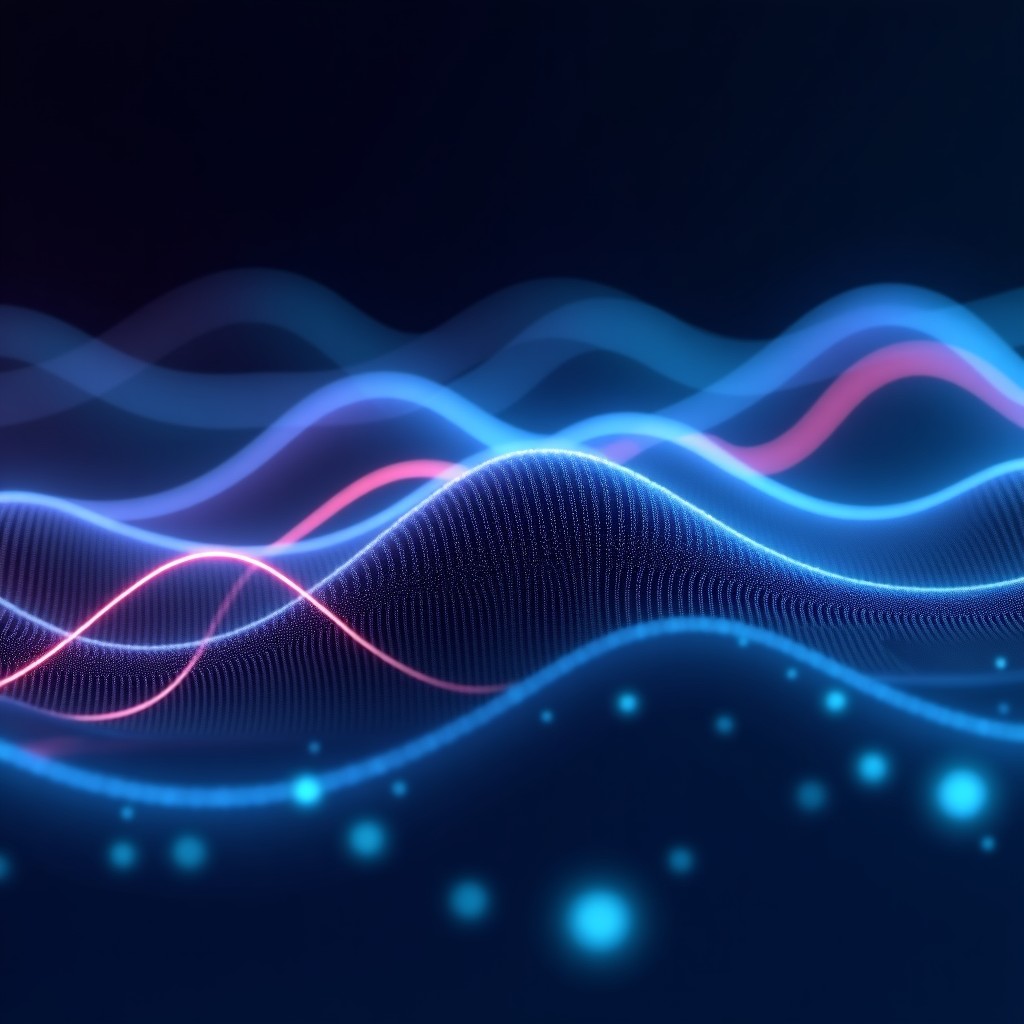 Futuristic user behavior data visualization interface with glowing blue and purple lines, minimalist design, dark background, 16:9 ratio.