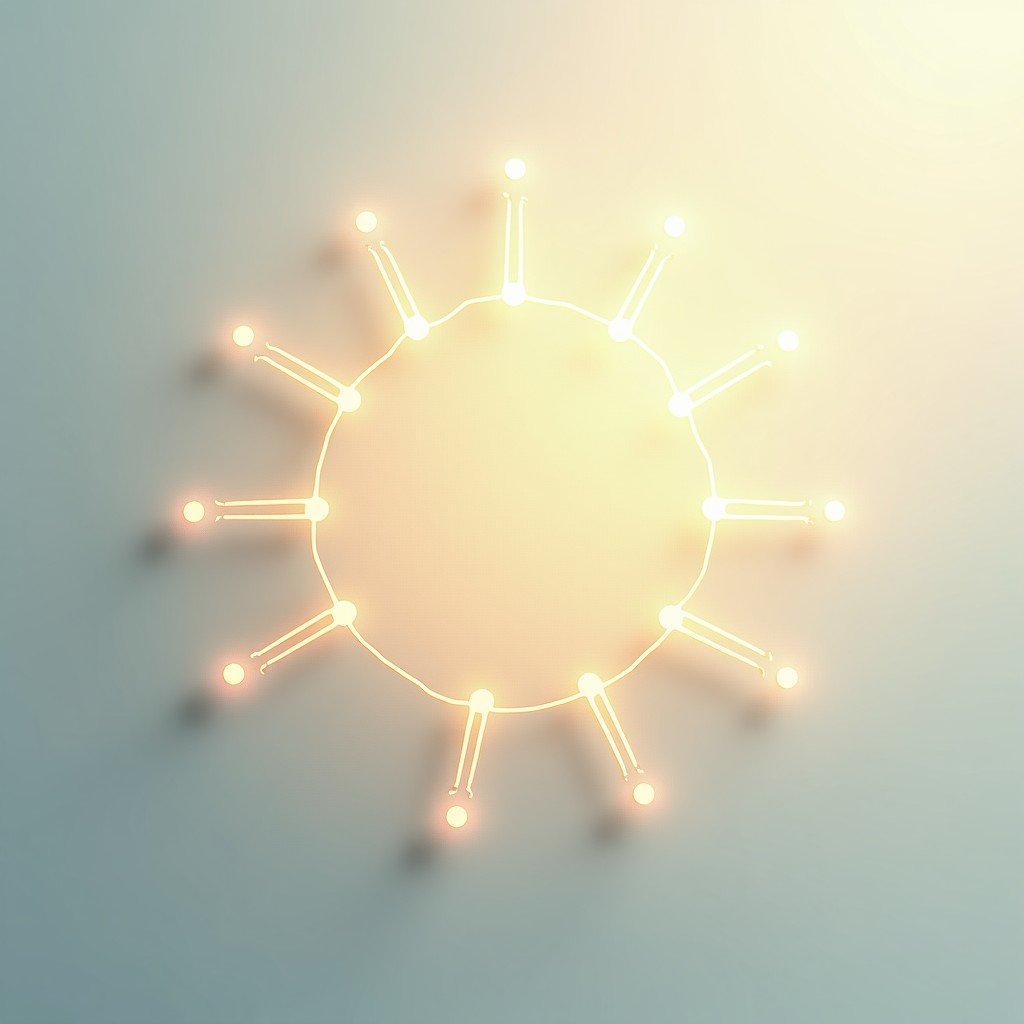 Conceptual art showing interconnected nodes representing collaboration and growth, minimalist style with soft lighting, 4:3